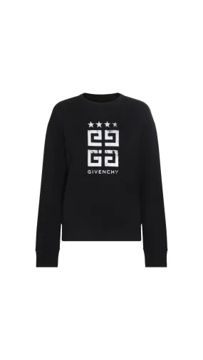 4G Stars Cotton Sweatshirt - Black/White