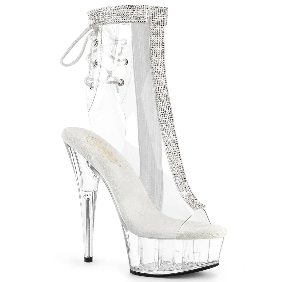 6 Inch Heel DELIGHT-1018C-2RS Clear Rhinestone