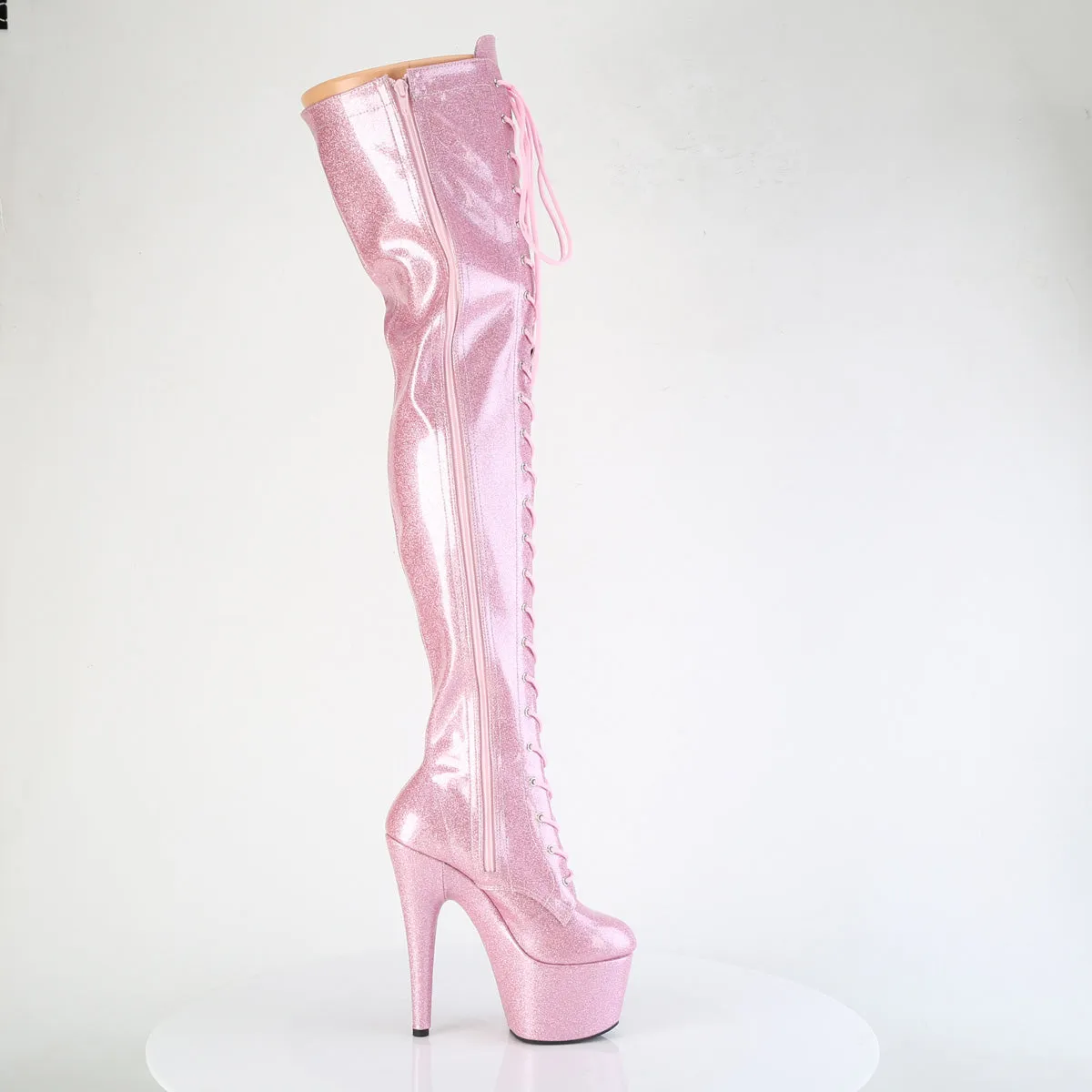 7 Inch Heel ADORE-3020GP Baby Pink Glitter