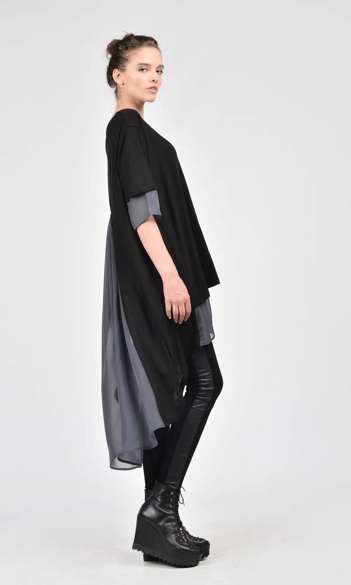 Aakasha  |Chiffon Blended Fabrics Cropped Plain Long Handmade Tunics