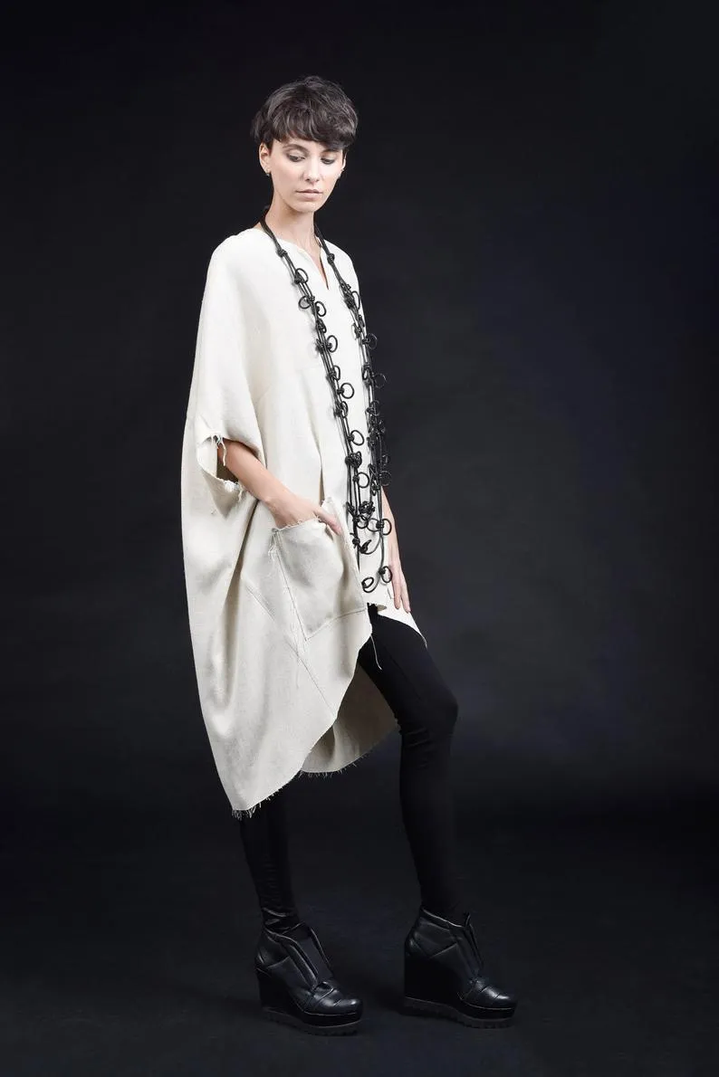 Aakasha  |Linen Plain Medium Handmade Oversized Tunics