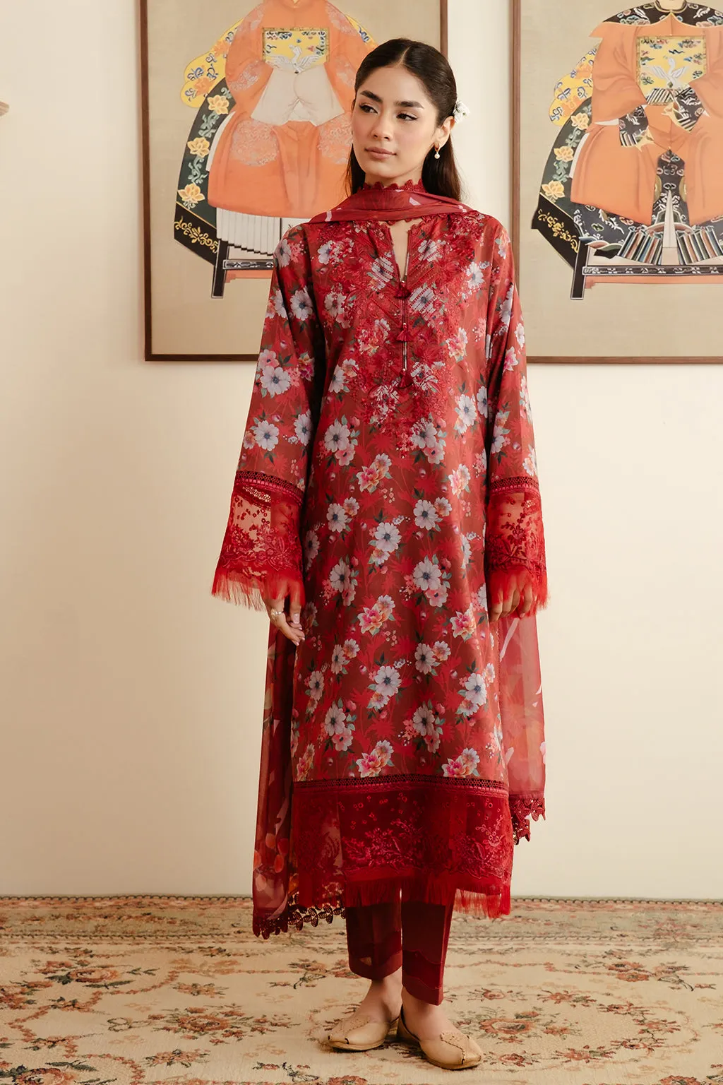 Afrozeh Malina Embroidered Luxury Lawn Unstitched 3Pc Suit AL-24-V3-08 KARIS