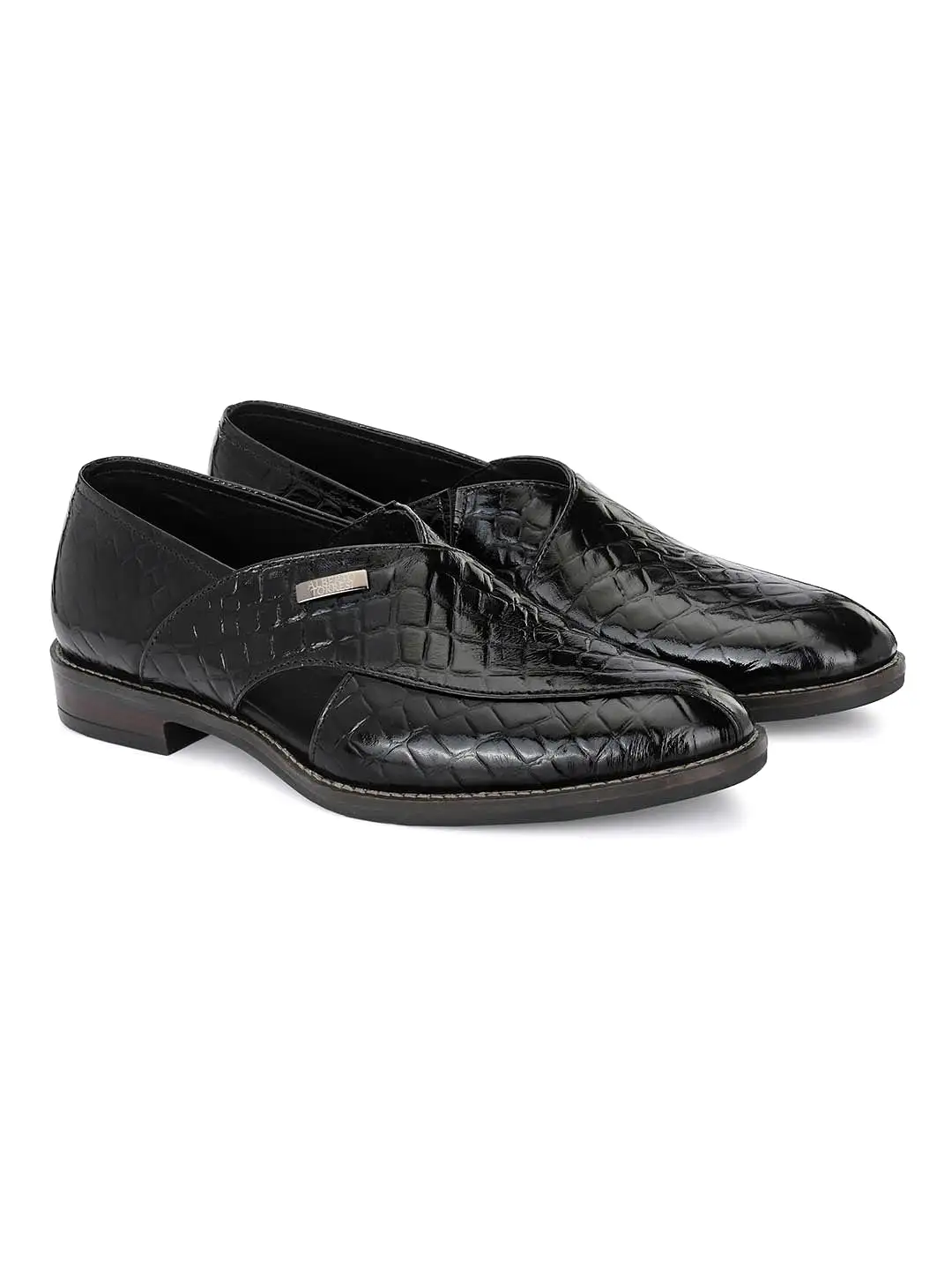 Alberto Torresi Black Genuine Leather Peshawari Jutti