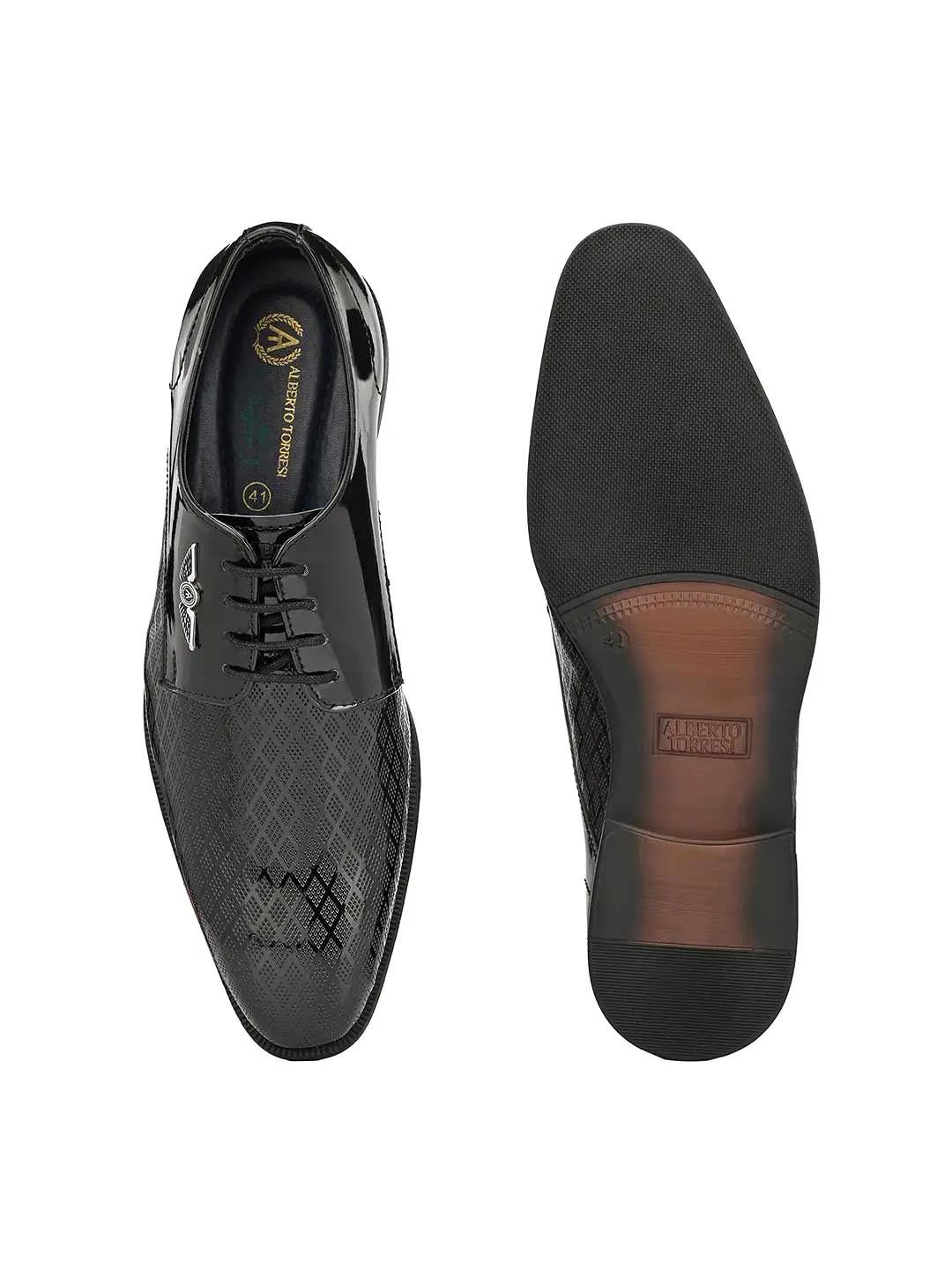 Alberto Torresi Black Patent Synthetic formal Shoes