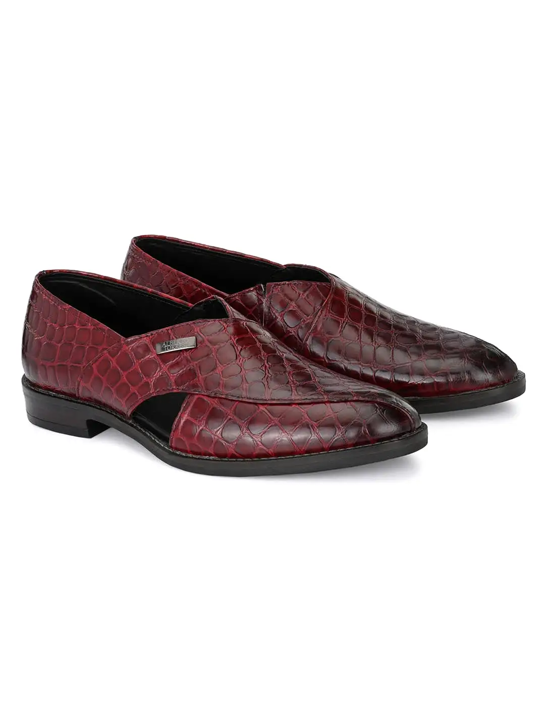 Alberto Torresi Burgundi Genuine Leather Peshawari Jutti