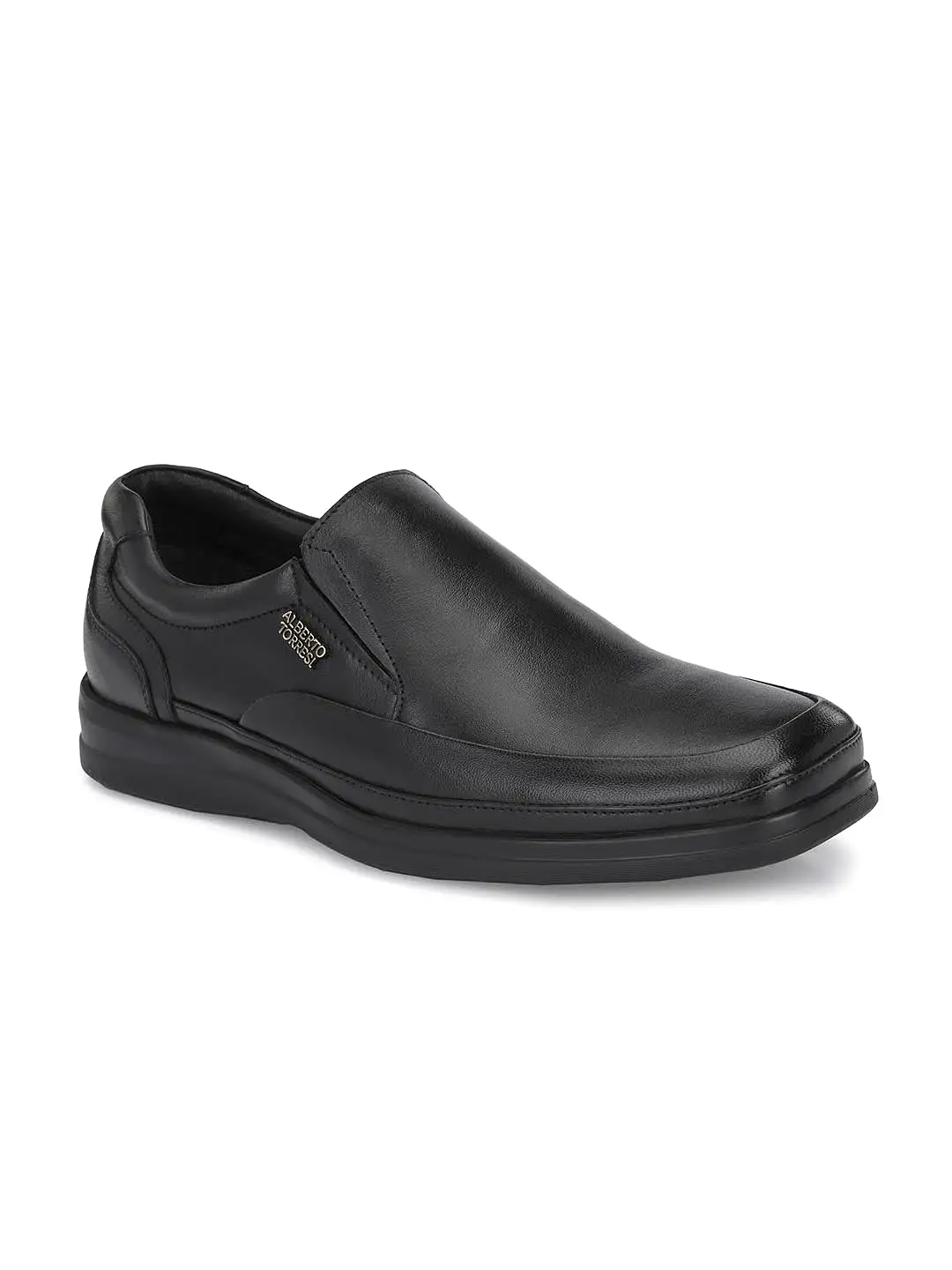 Alberto Torresi Genuine Leather Black Slipon Formal Shoes for Men