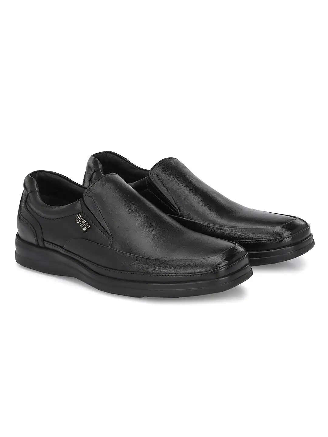 Alberto Torresi Genuine Leather Black Slipon Formal Shoes for Men