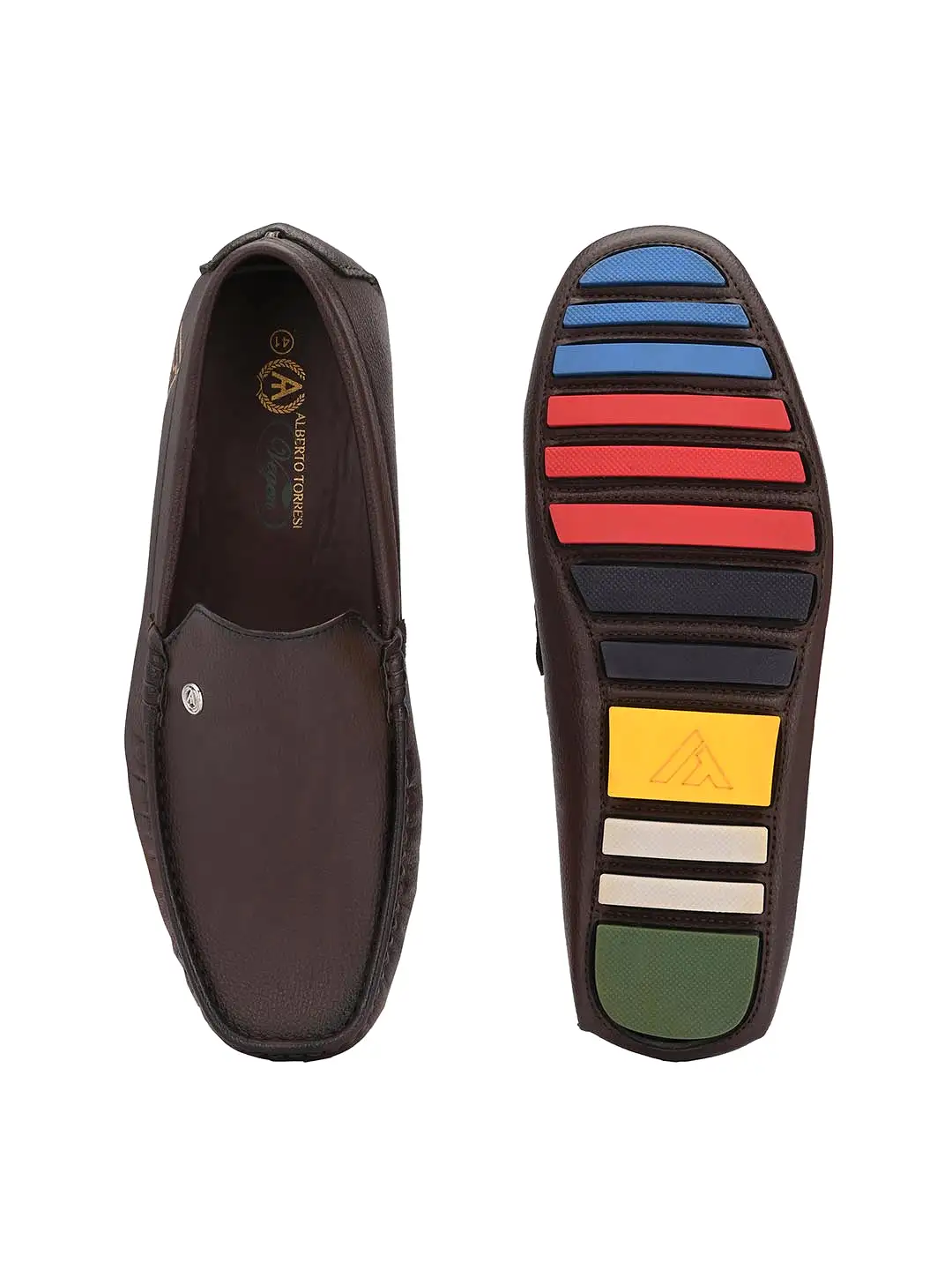 Alberto Torresi Mild Driver With Multi Color Silicon Sole Brown Loafers For Men