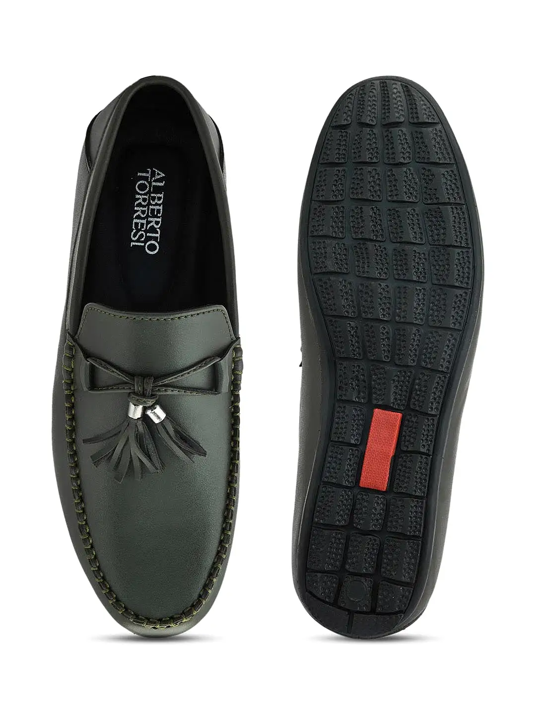 Alberto Torresi Synthetic Green Loafers For Men