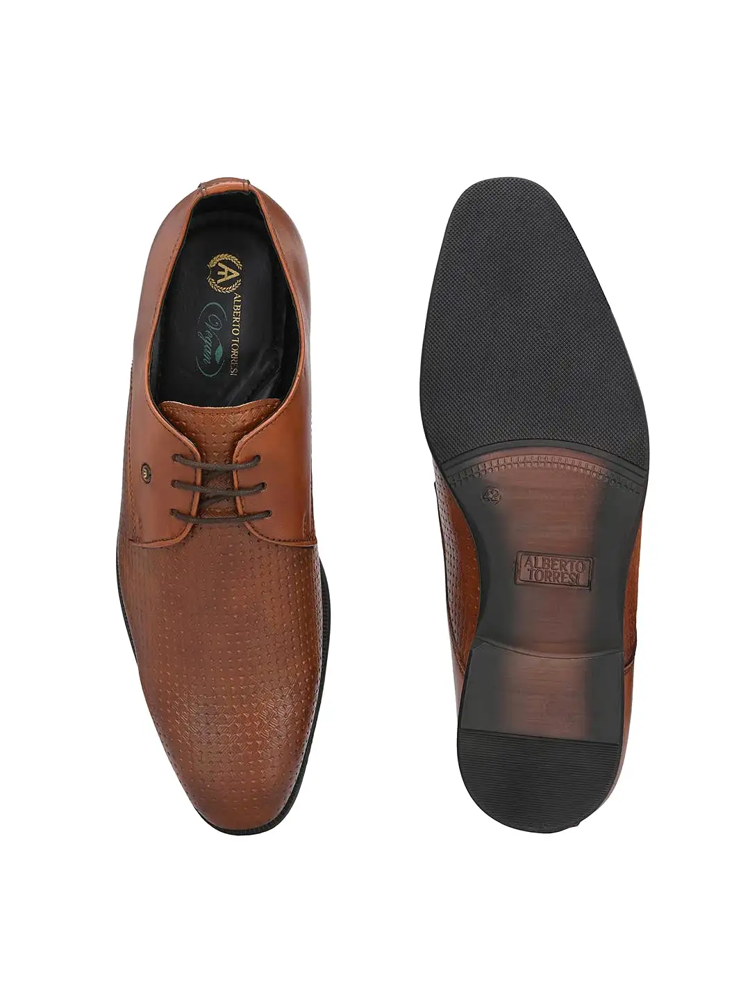 Alberto Torresi Synthetic Tan Laceup Formal Shoes for Men