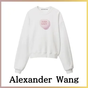 Alexander Wang  |Crew Neck Long Sleeves Cotton Logo Hoodies & Sweatshirts