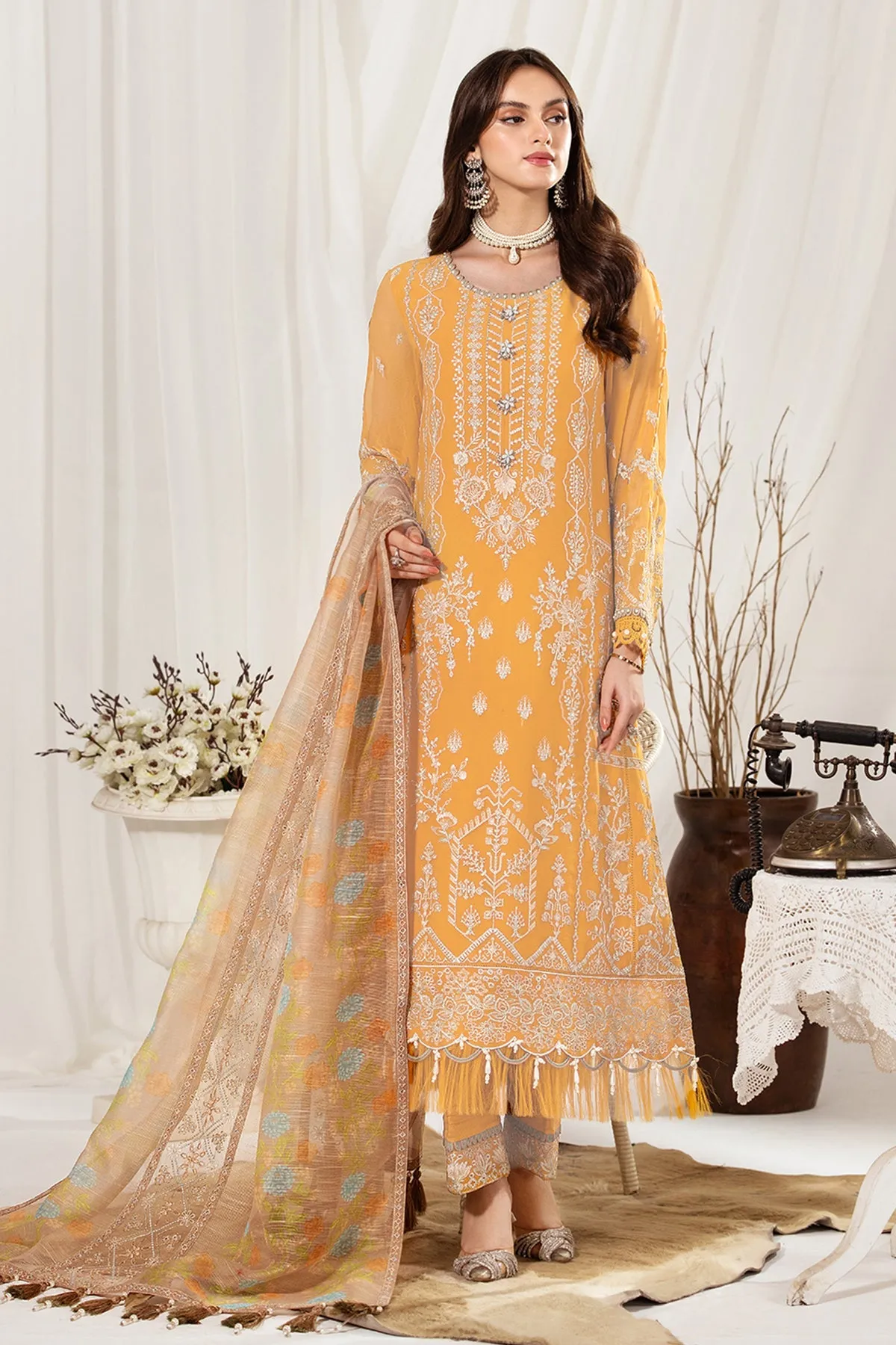 Alizeh Fashion Dhaagay Luxury Chiffon Unstitched 3 Piece Suit 04-ZAYUR