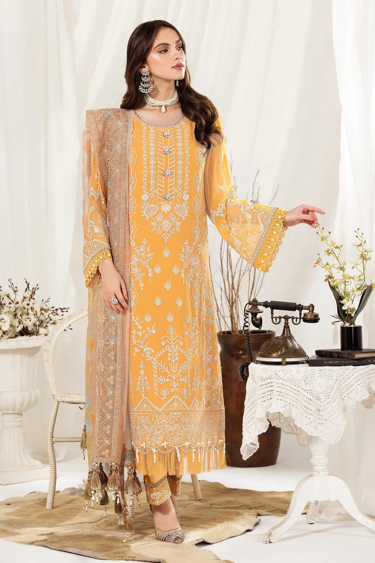 Alizeh Fashion Dhaagay Luxury Chiffon Unstitched 3 Piece Suit 04-ZAYUR