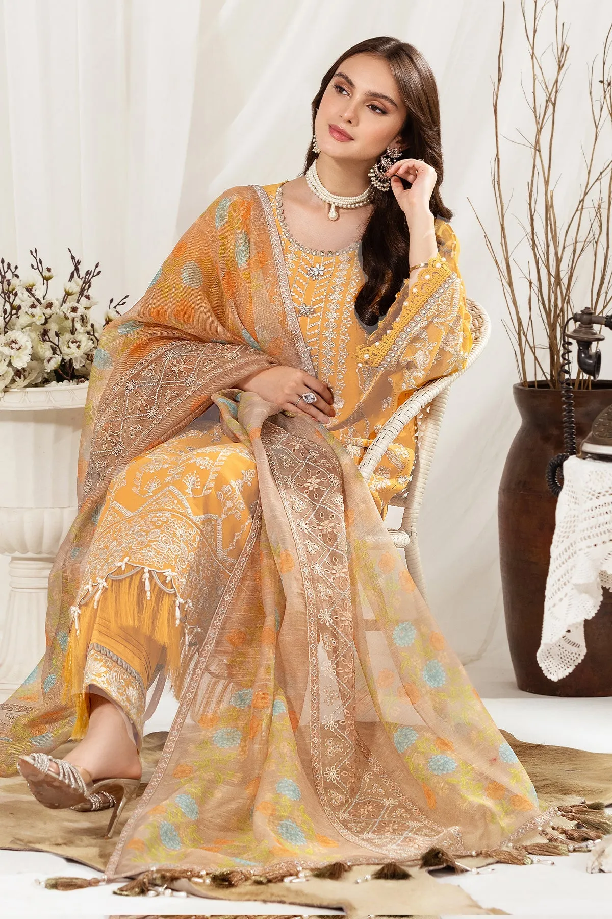 Alizeh Fashion Dhaagay Luxury Chiffon Unstitched 3 Piece Suit 04-ZAYUR