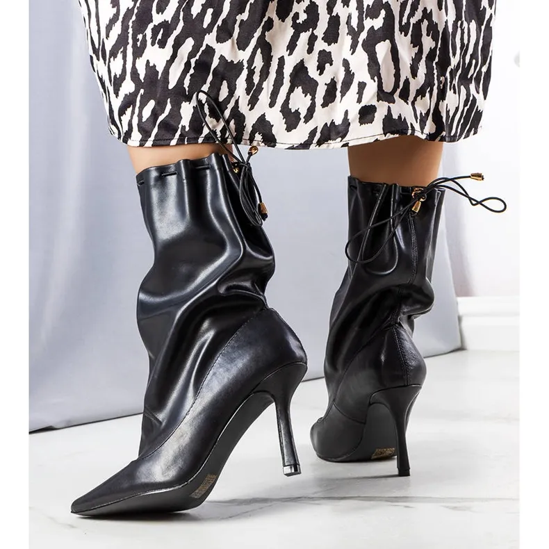 Annalize black stiletto heel boots