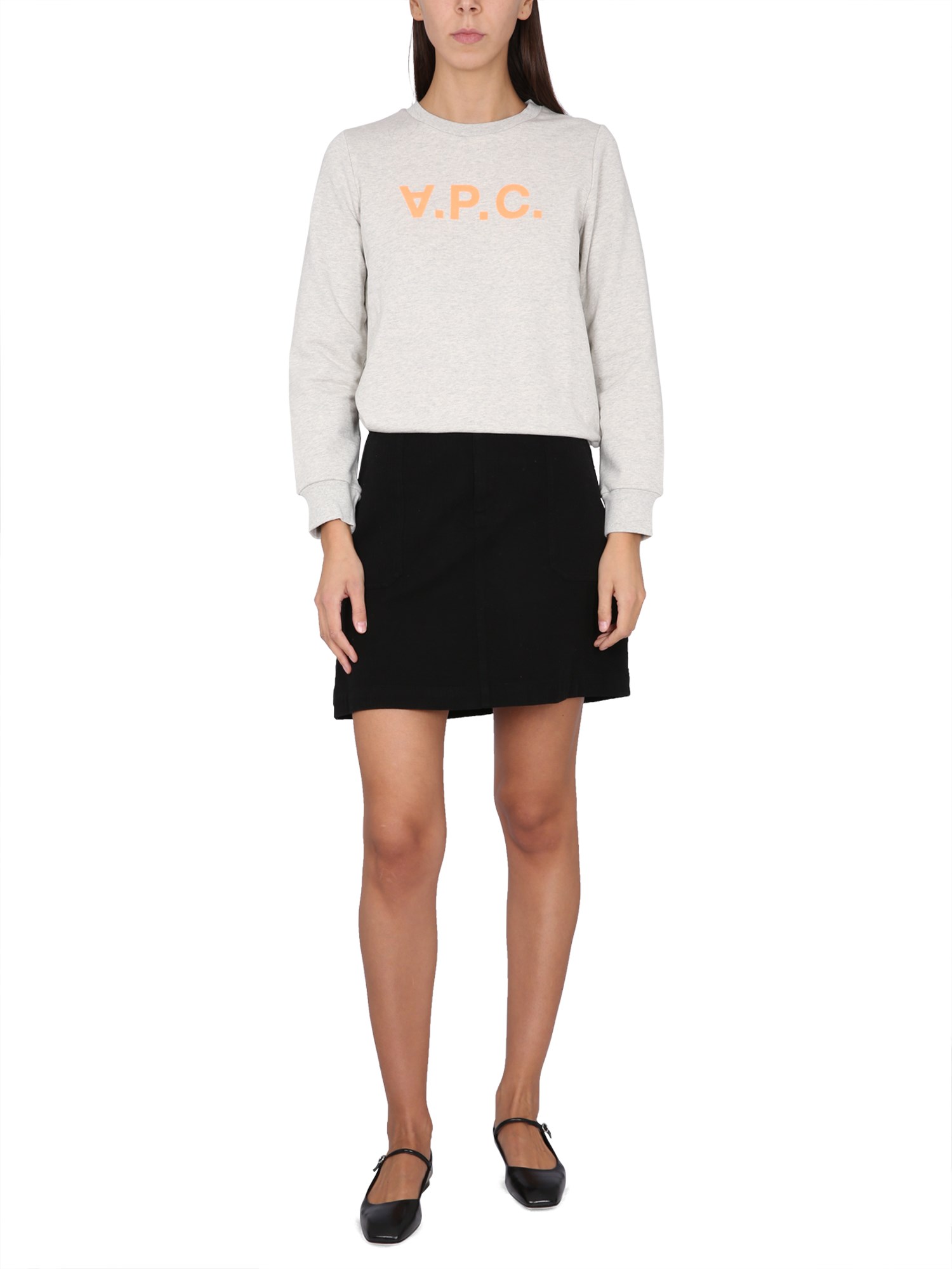 A.P.C.    COTTON SWEATSHIRT WITH FLOCKED LOGO