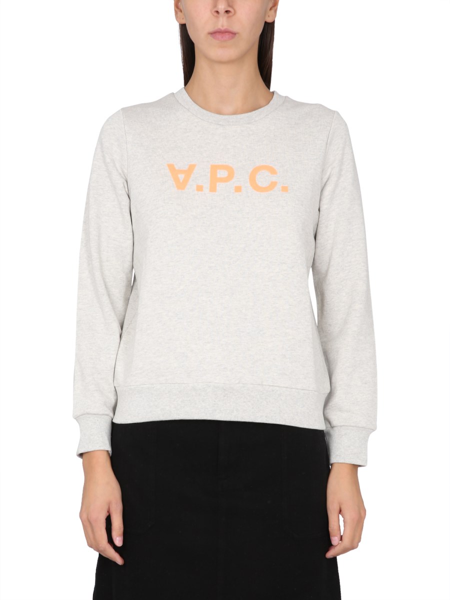 A.P.C.    COTTON SWEATSHIRT WITH FLOCKED LOGO