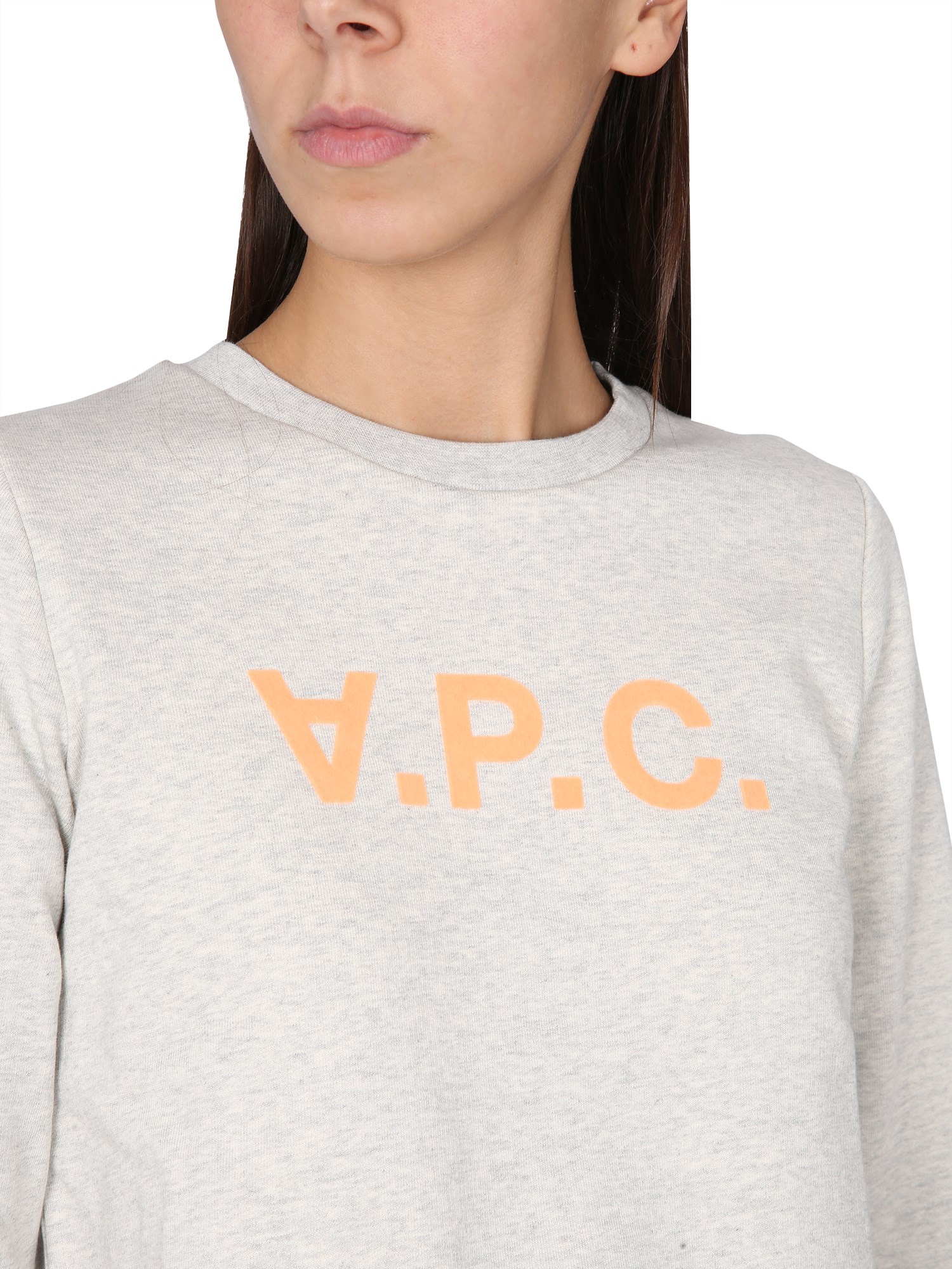 A.P.C.    COTTON SWEATSHIRT WITH FLOCKED LOGO