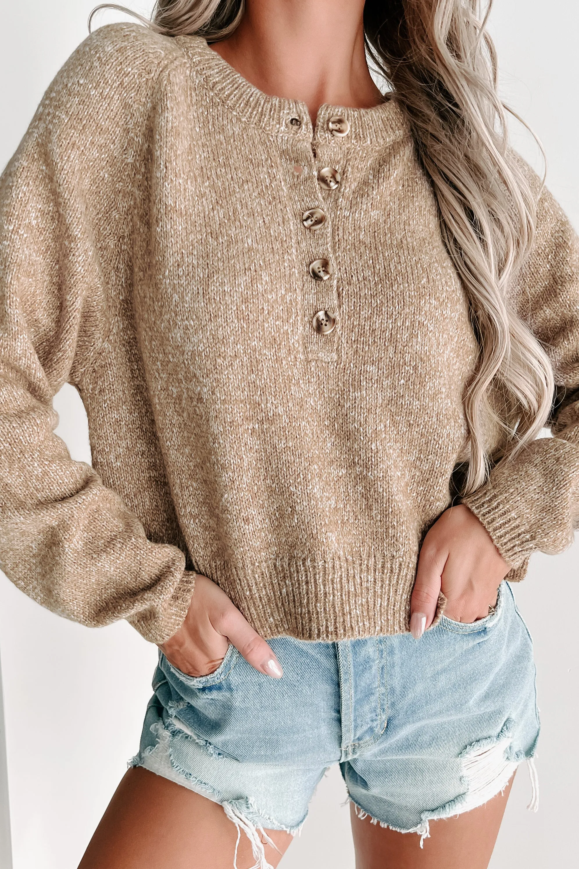 Aspire To Move Button Front Sweater (Mocha)