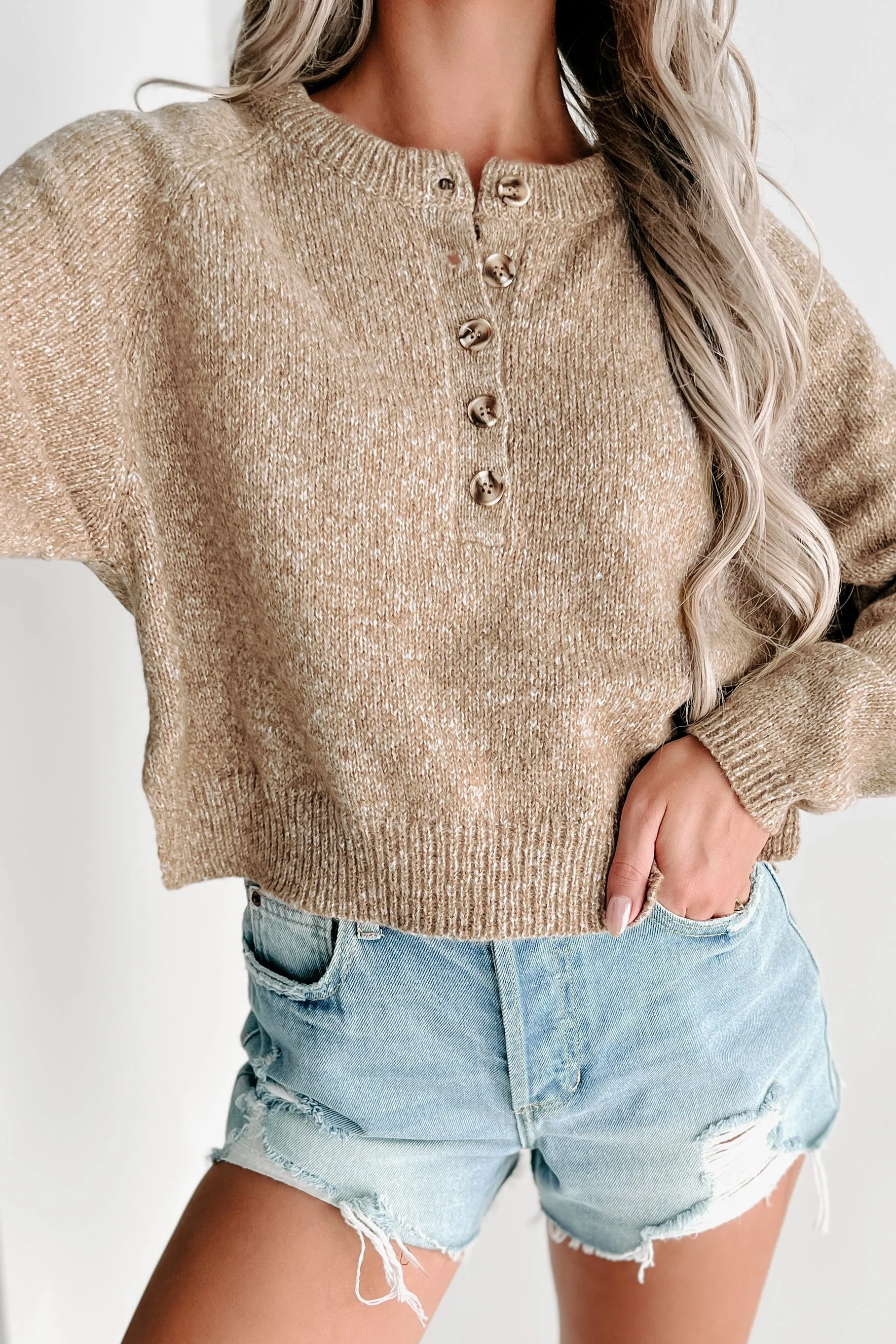 Aspire To Move Button Front Sweater (Mocha)