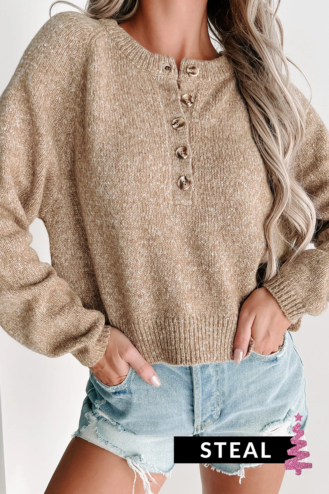 Aspire To Move Button Front Sweater (Mocha)