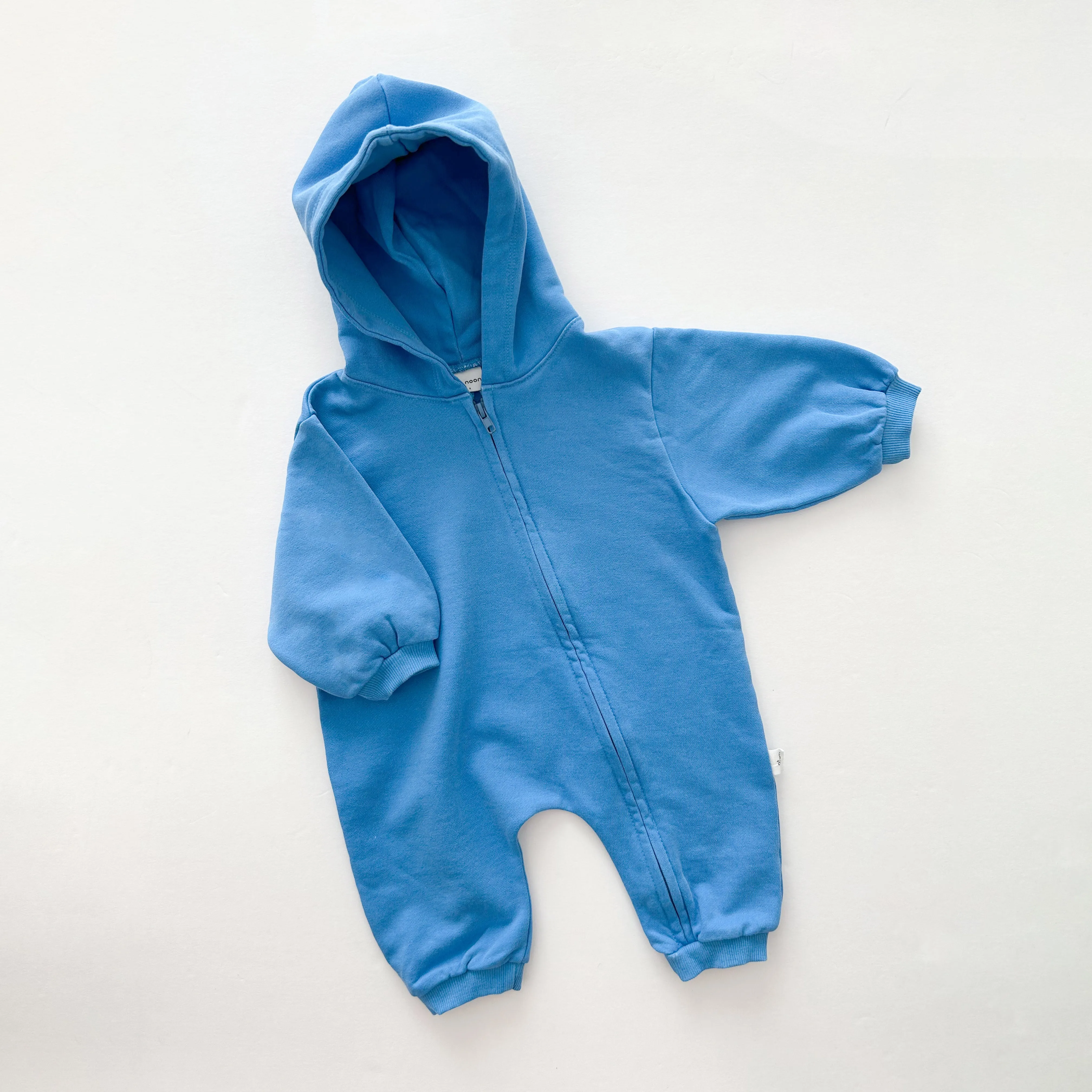 [At Noon Original Design] Baby Pigment Dyed Zip-Up Hoodie Jumpsuit (3m-3y)-Blue