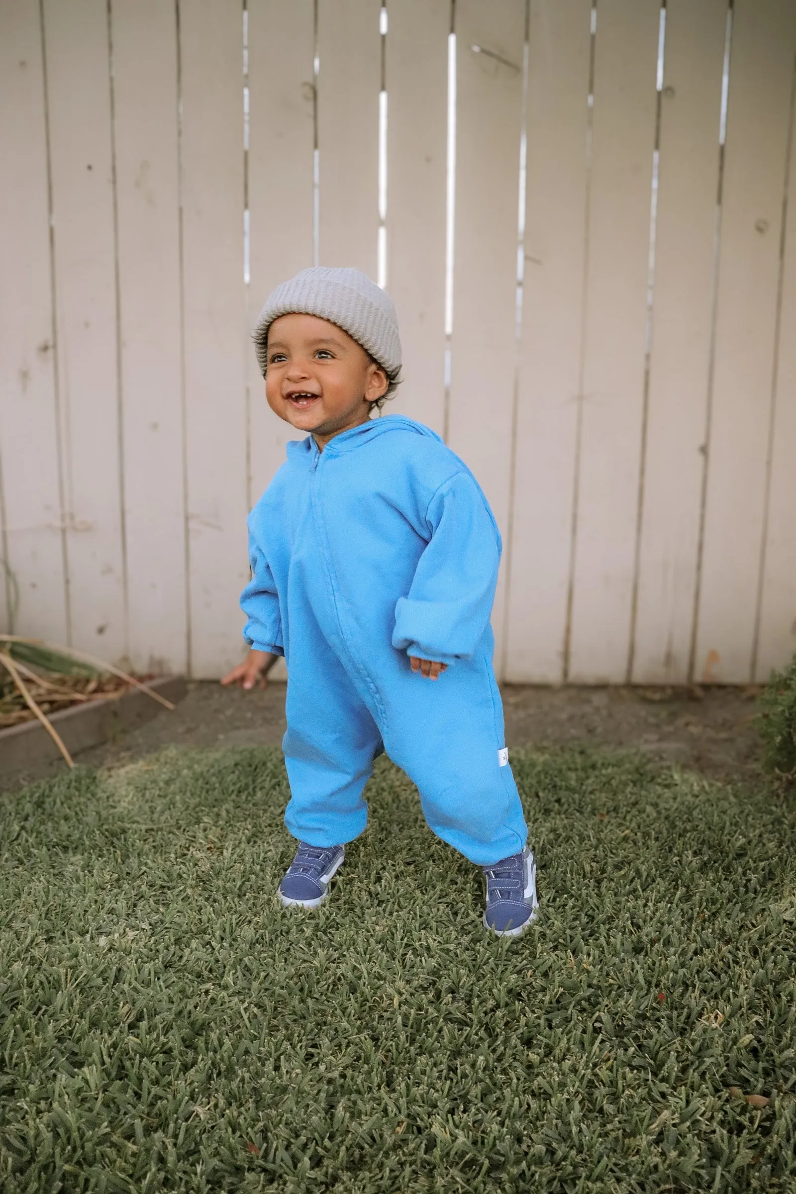 [At Noon Original Design] Baby Pigment Dyed Zip-Up Hoodie Jumpsuit (3m-3y)-Blue