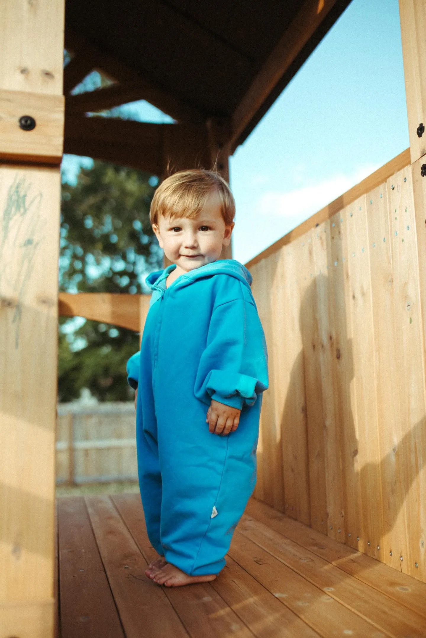 [At Noon Original Design] Baby Pigment Dyed Zip-Up Hoodie Jumpsuit (3m-3y)-Blue