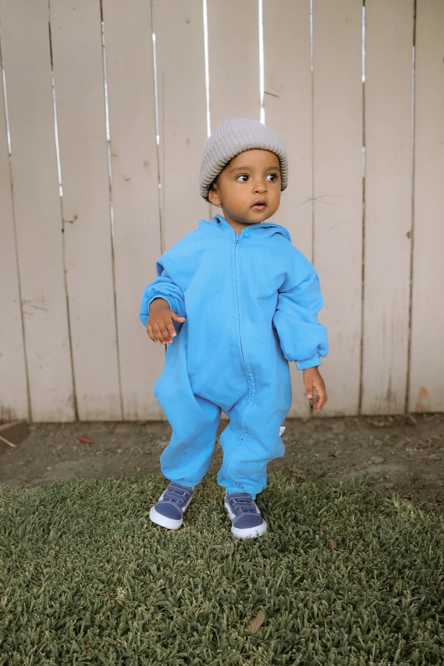 [At Noon Original Design] Baby Pigment Dyed Zip-Up Hoodie Jumpsuit (3m-3y)-Blue