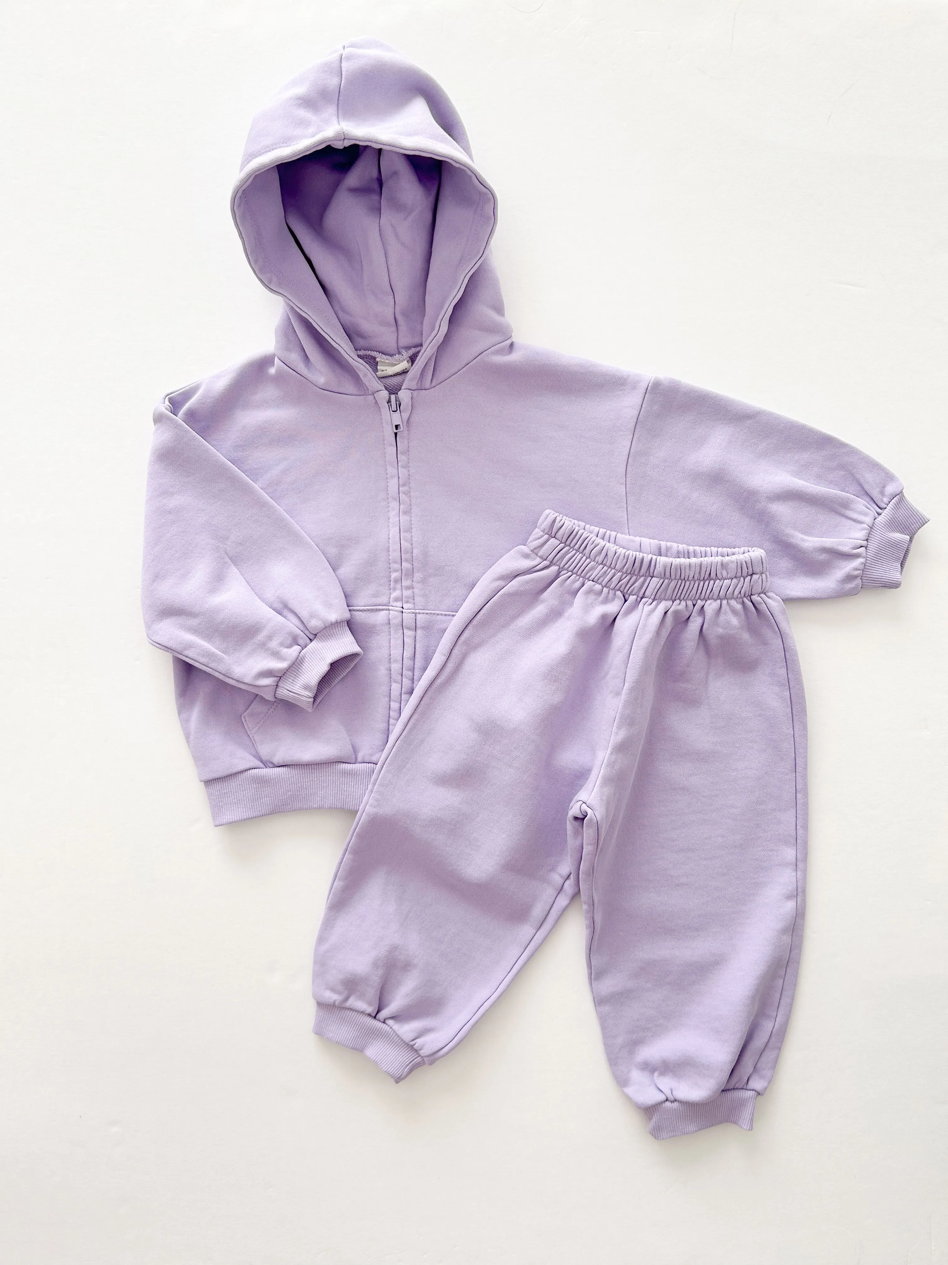 [At Noon Original Design] Kids Pigment Dyed Zip-up Hoodie and Jogger Pants Set (1-7y) - 4 Colors