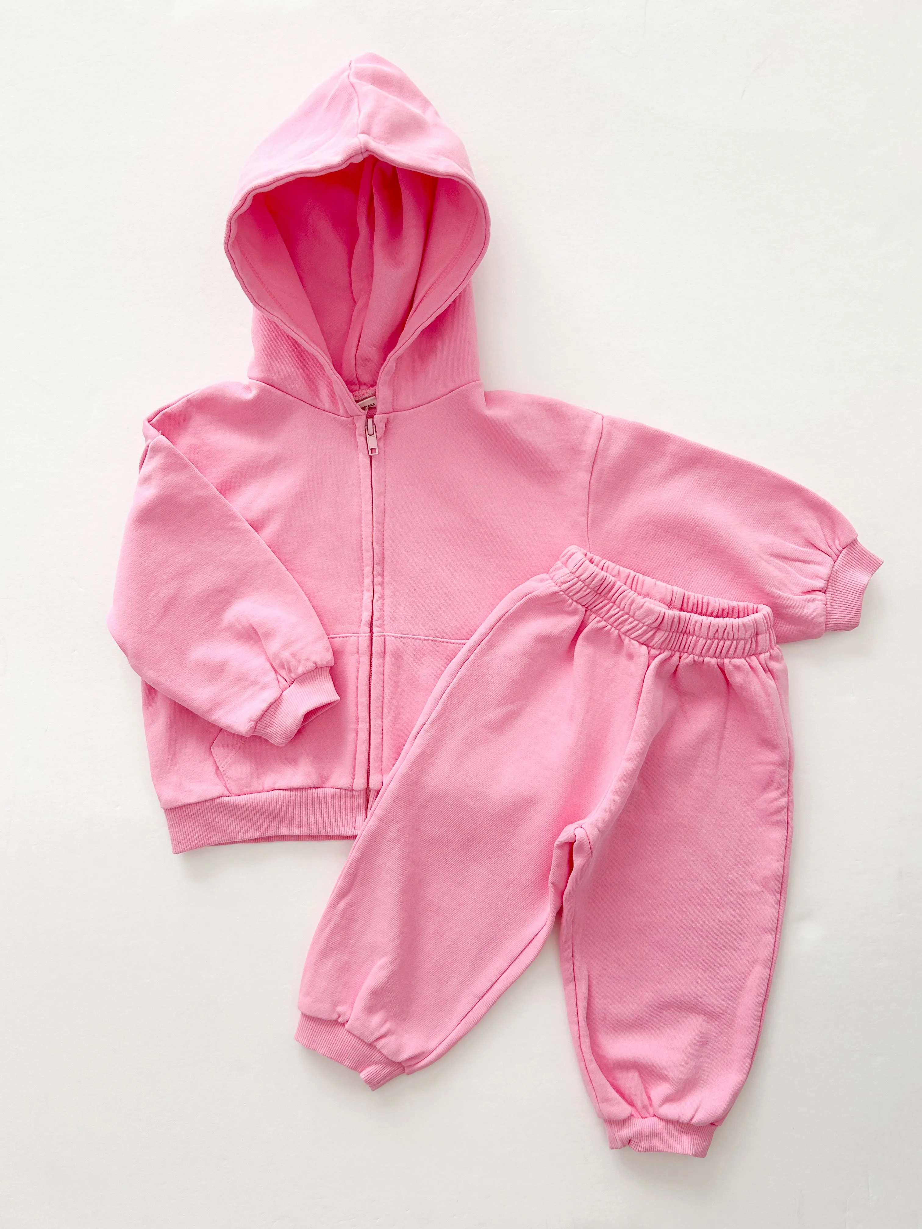 [At Noon Original Design] Kids Pigment Dyed Zip-up Hoodie and Jogger Pants Set (1-7y) - 4 Colors