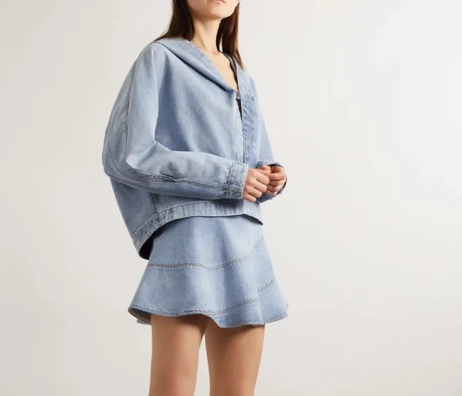 Azzedine Alaia  |Denim Long Sleeves Plain Oversized Hoodies & Sweatshirts