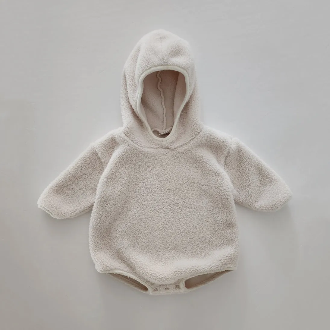 Baby Soft Fleece Hoodie Romper (3-24m) - Ivory