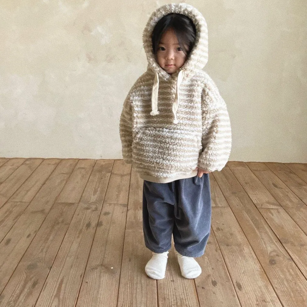 Baby Toddler Bella Sherpa Hoodie (6-12m) - Beige Striped