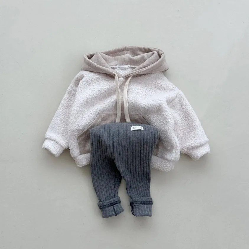 Baby W24 Warm Fleece Kangaroo Pocket Hoodie (4-18m) - 2 Colors