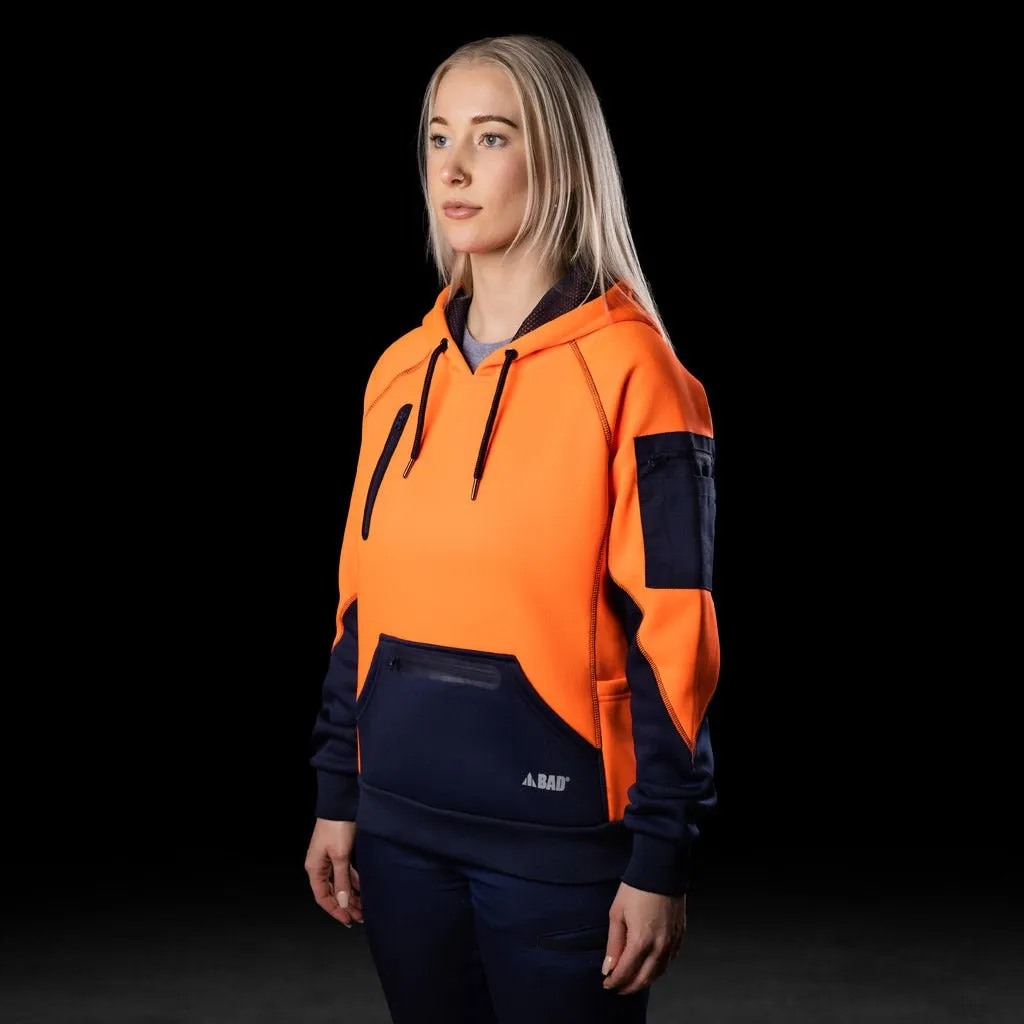 BAD WOMENS WATERPROOF RAIN-DEFEND HI-VIS FLEECE HOODIE