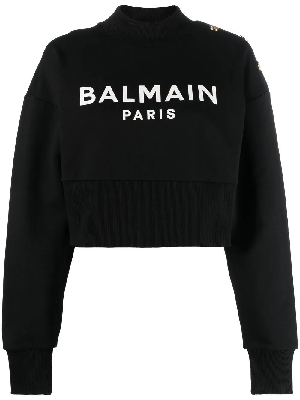 BALMAIN Chic Cropped Organic Cotton Sweatshirt