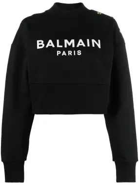 BALMAIN Chic Cropped Organic Cotton Sweatshirt