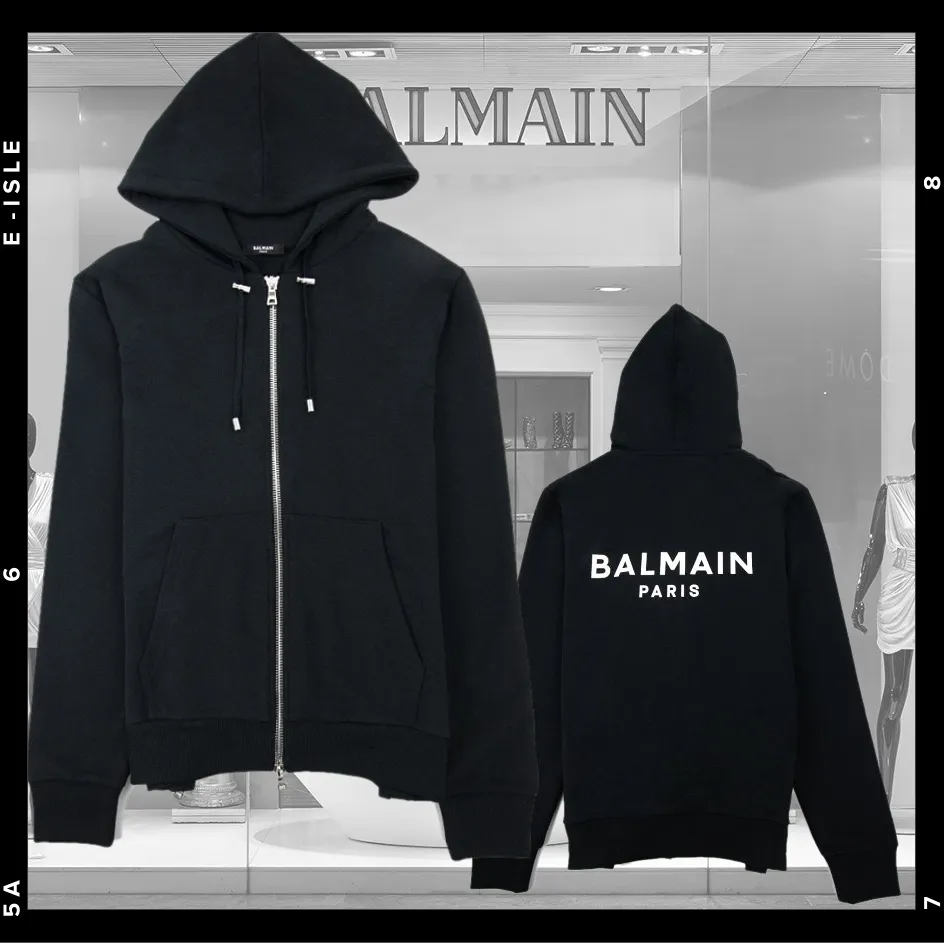 BALMAIN  |Long Sleeves Cotton Logo Luxury Hoodies