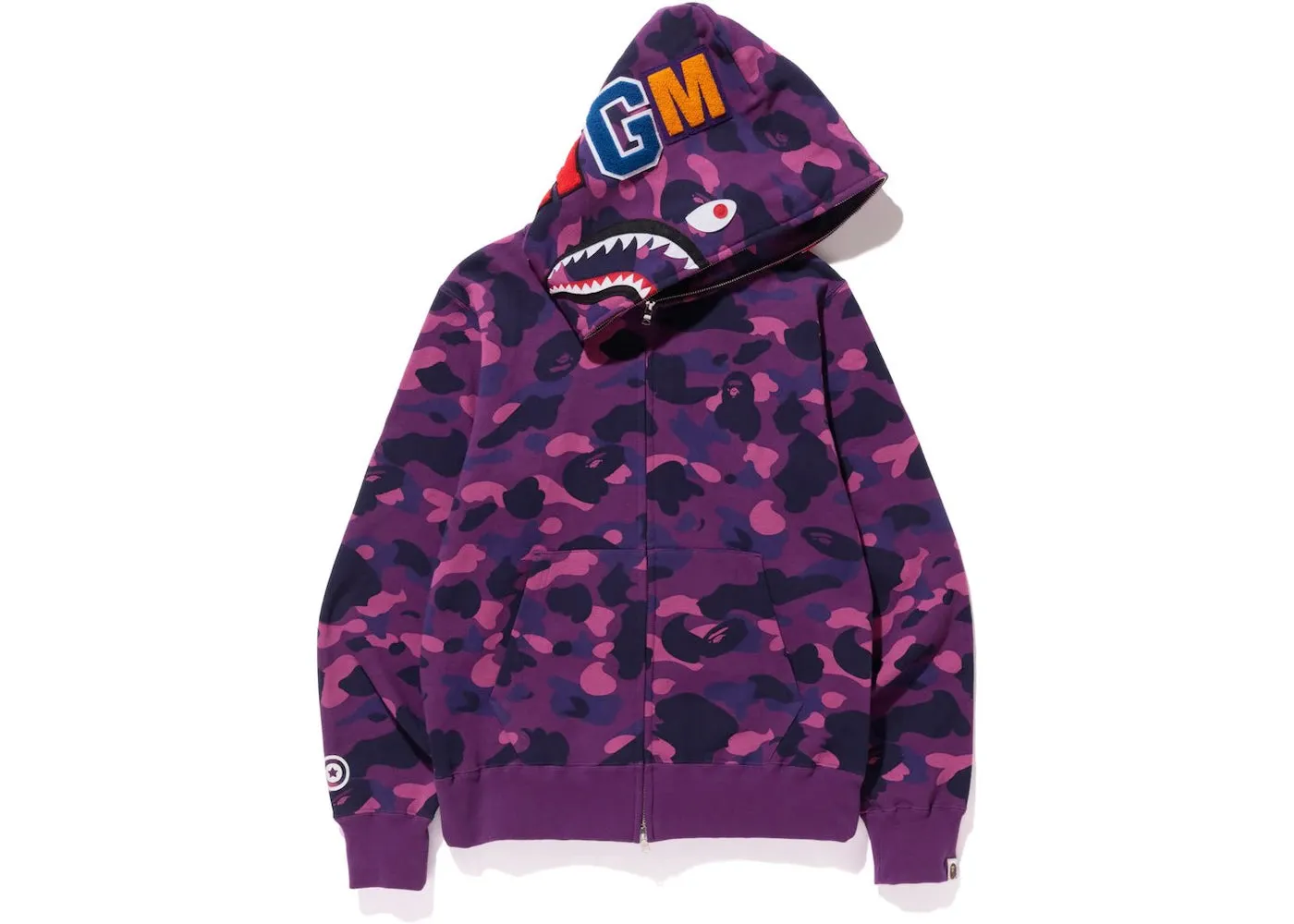 BAPE Color Camo Shark Full Zip Hoodie Purple