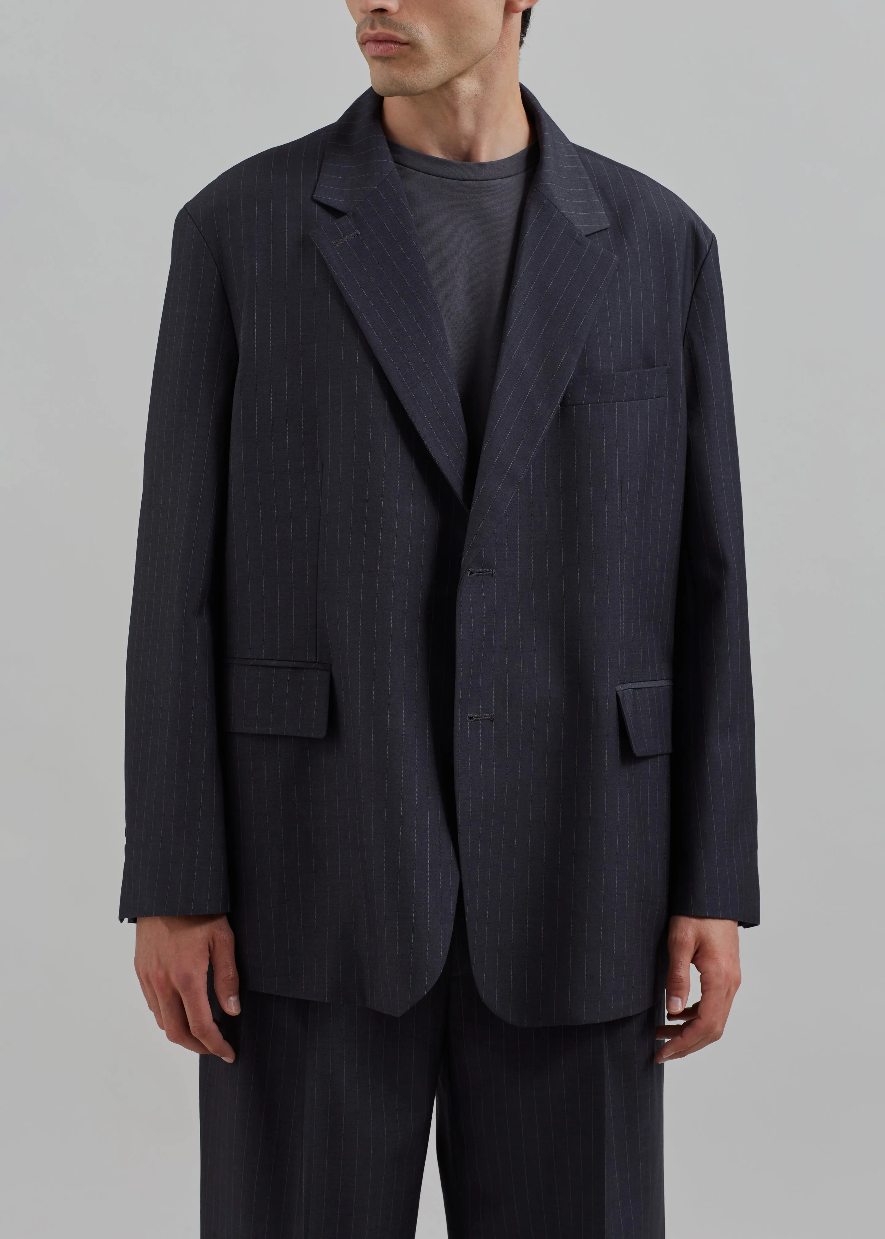 Beo Blazer - Charcoal/White Pinstripe