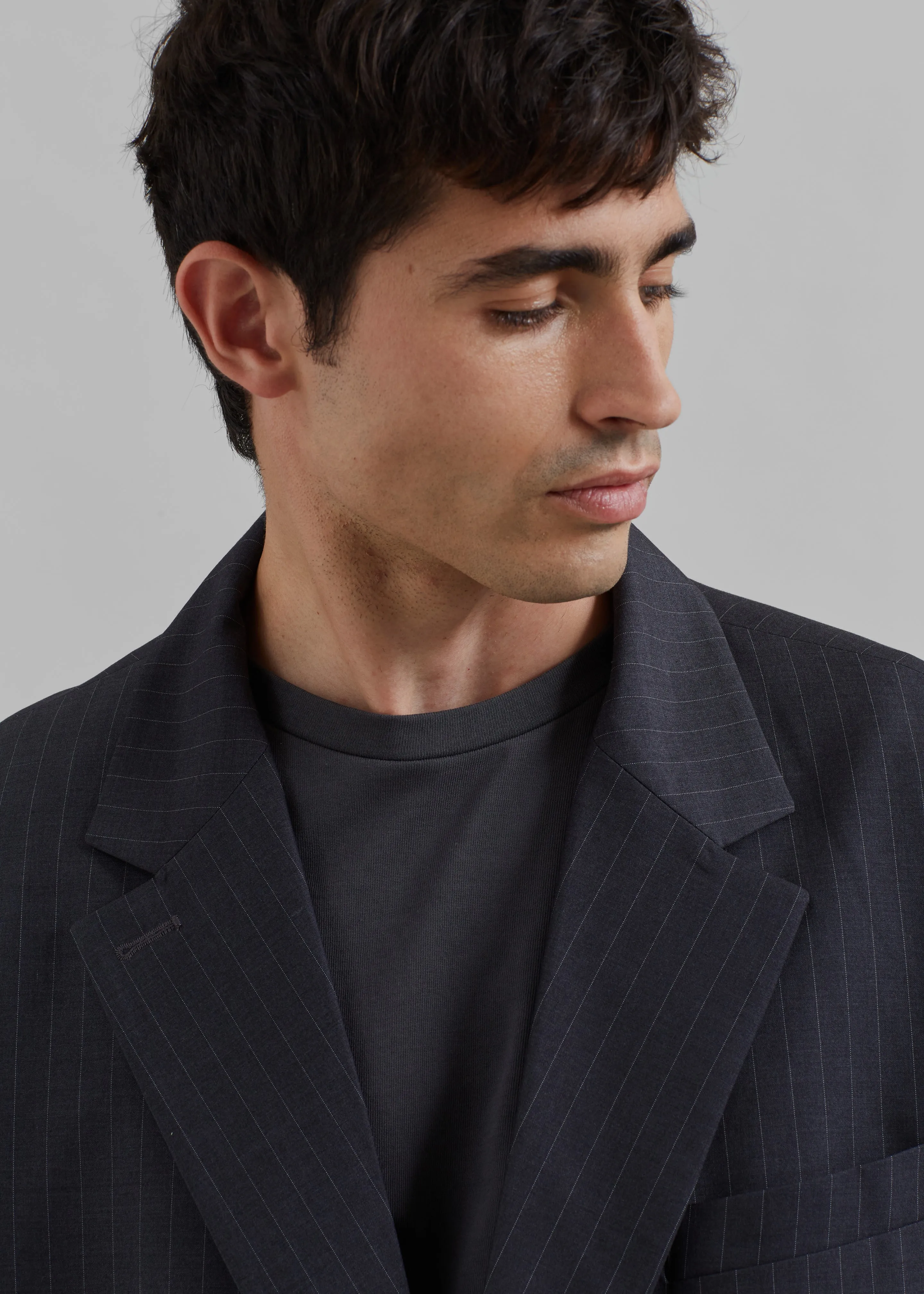 Beo Blazer - Charcoal/White Pinstripe