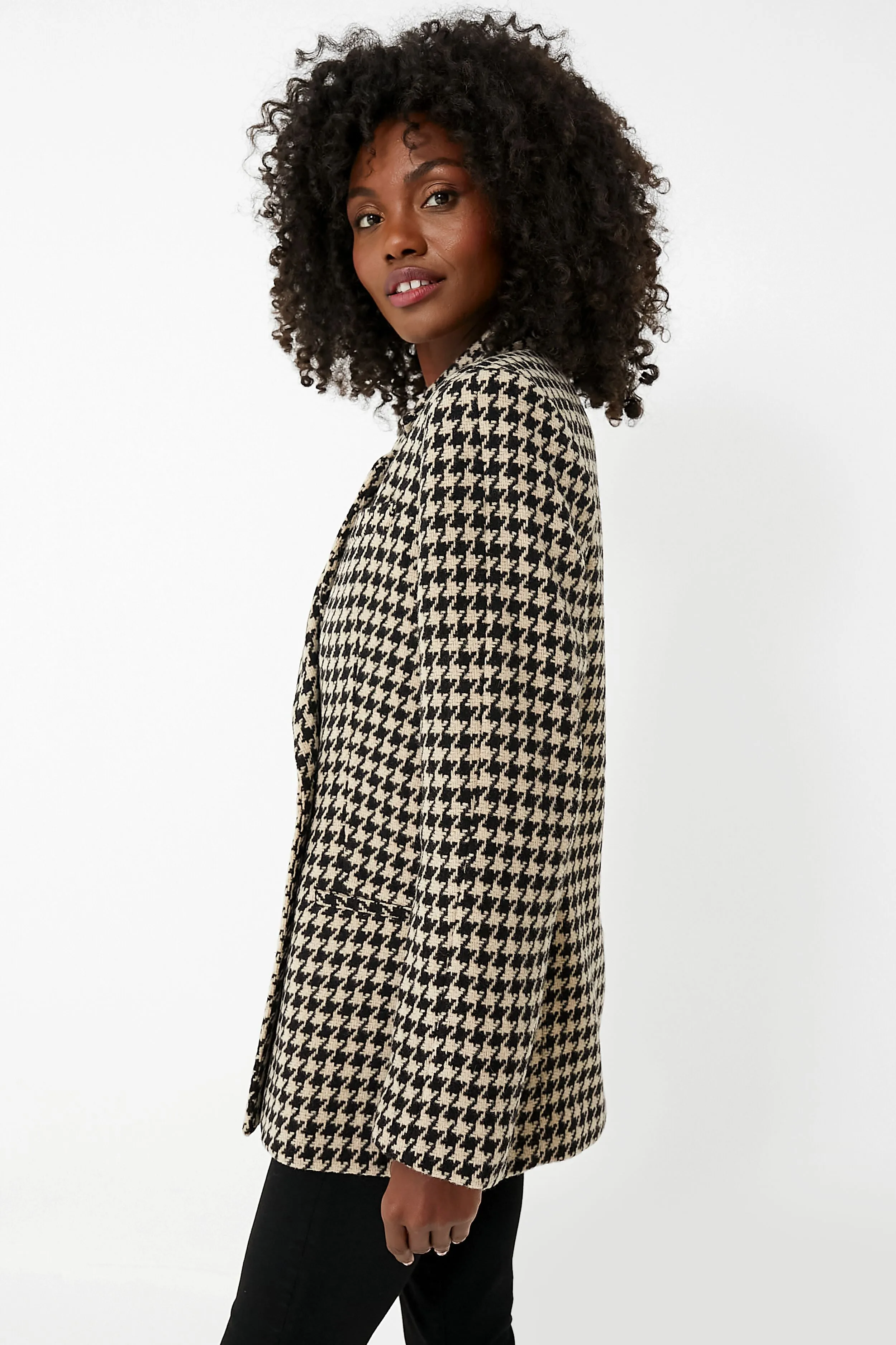 Black and Nude Houndstooth Kaia Blazer