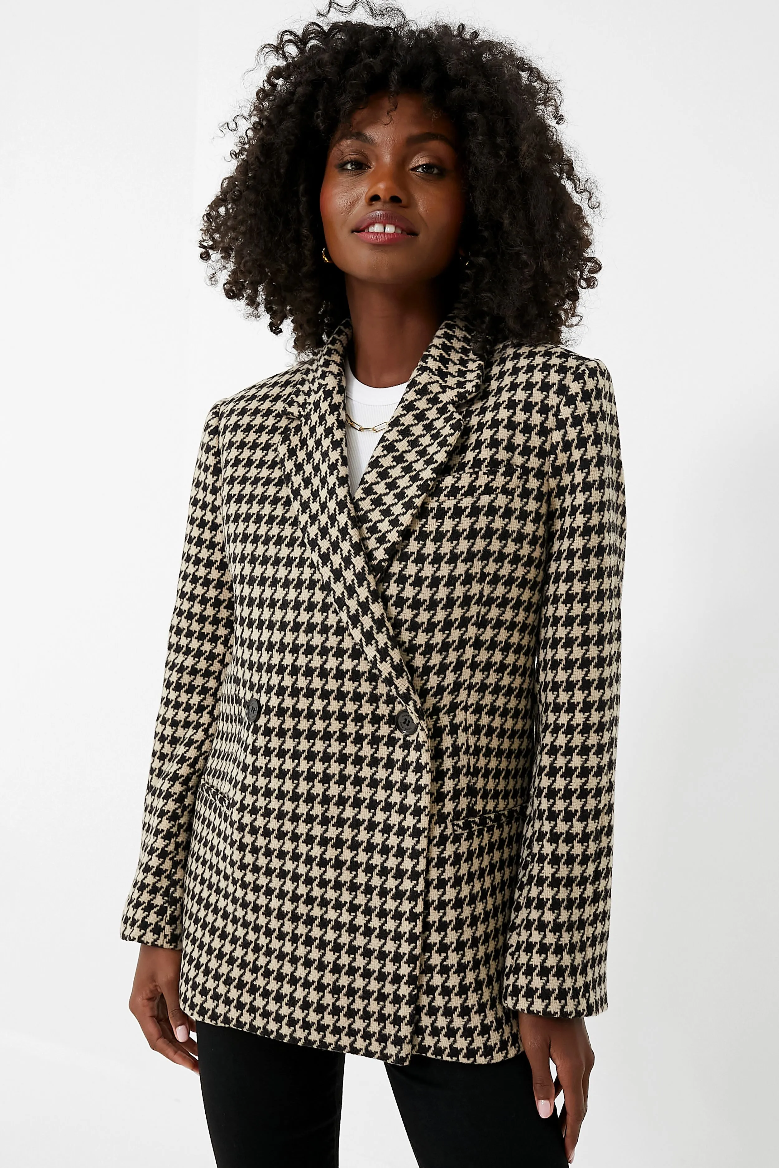 Black and Nude Houndstooth Kaia Blazer