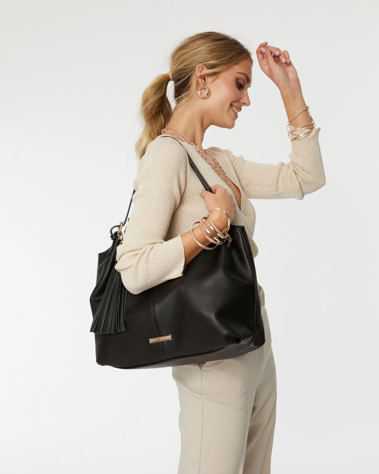 Black Casey Slouch Tote Bag