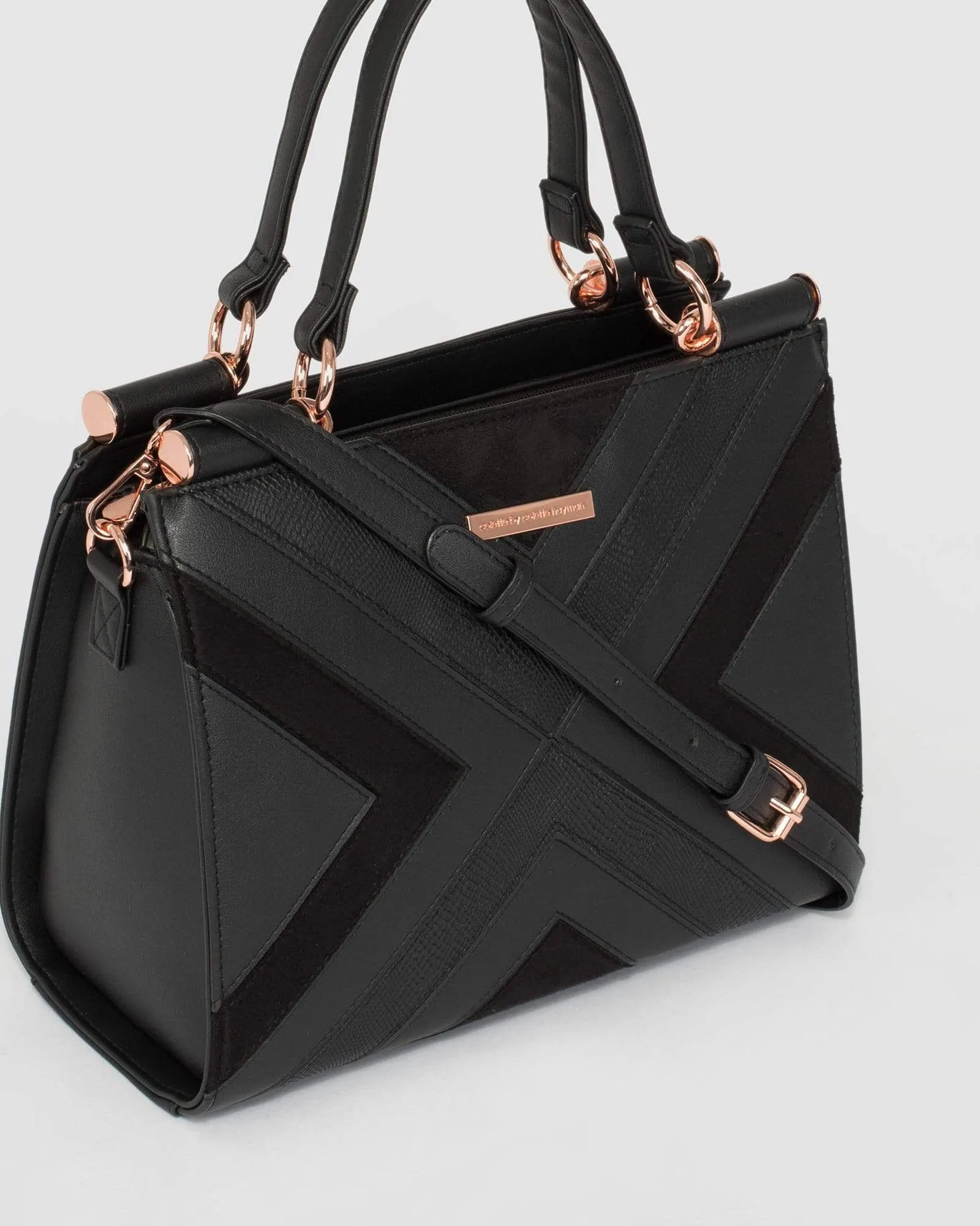 Black Stephanie Point Panel Tote Bag