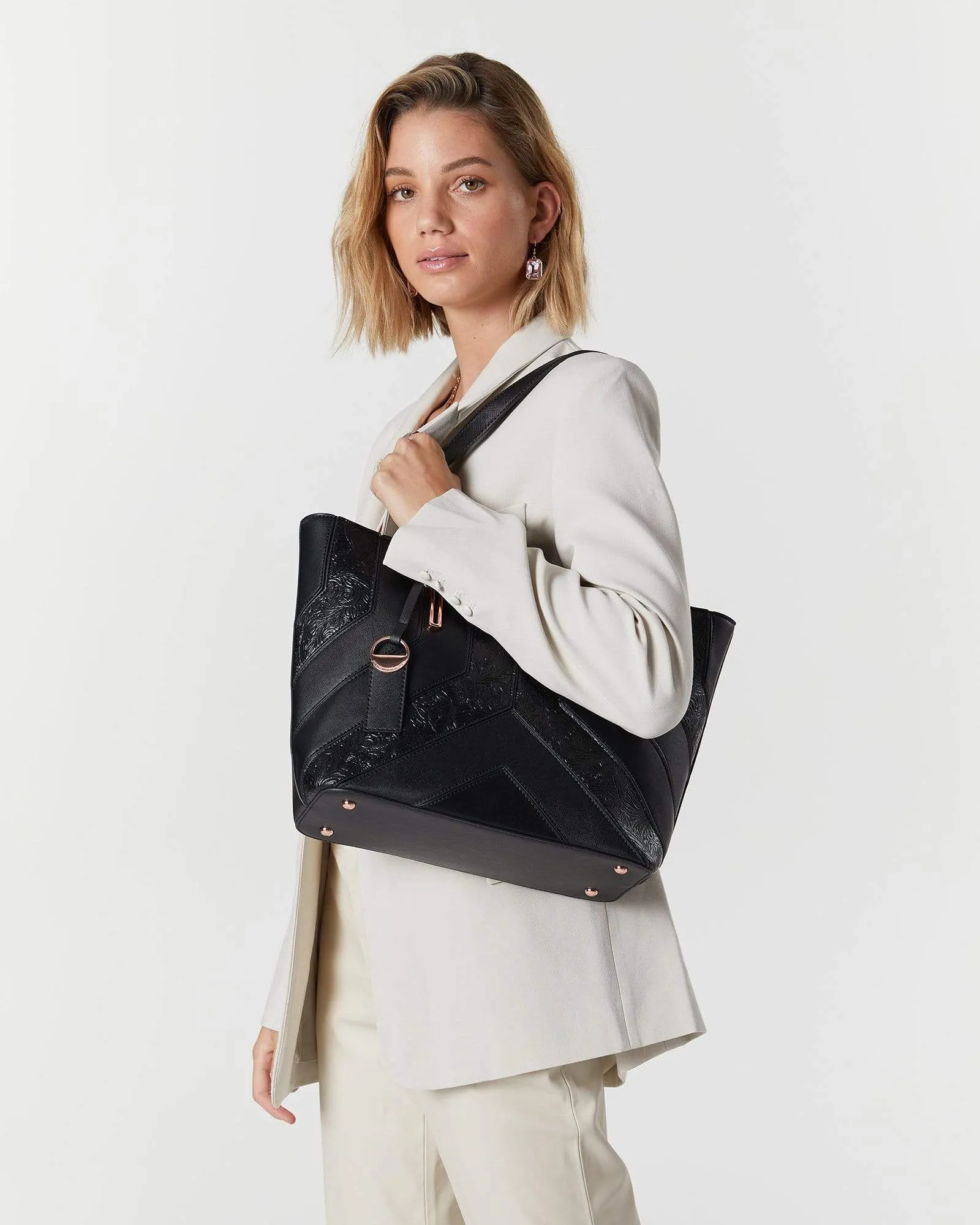 Black Tegan Tag Tote Bag