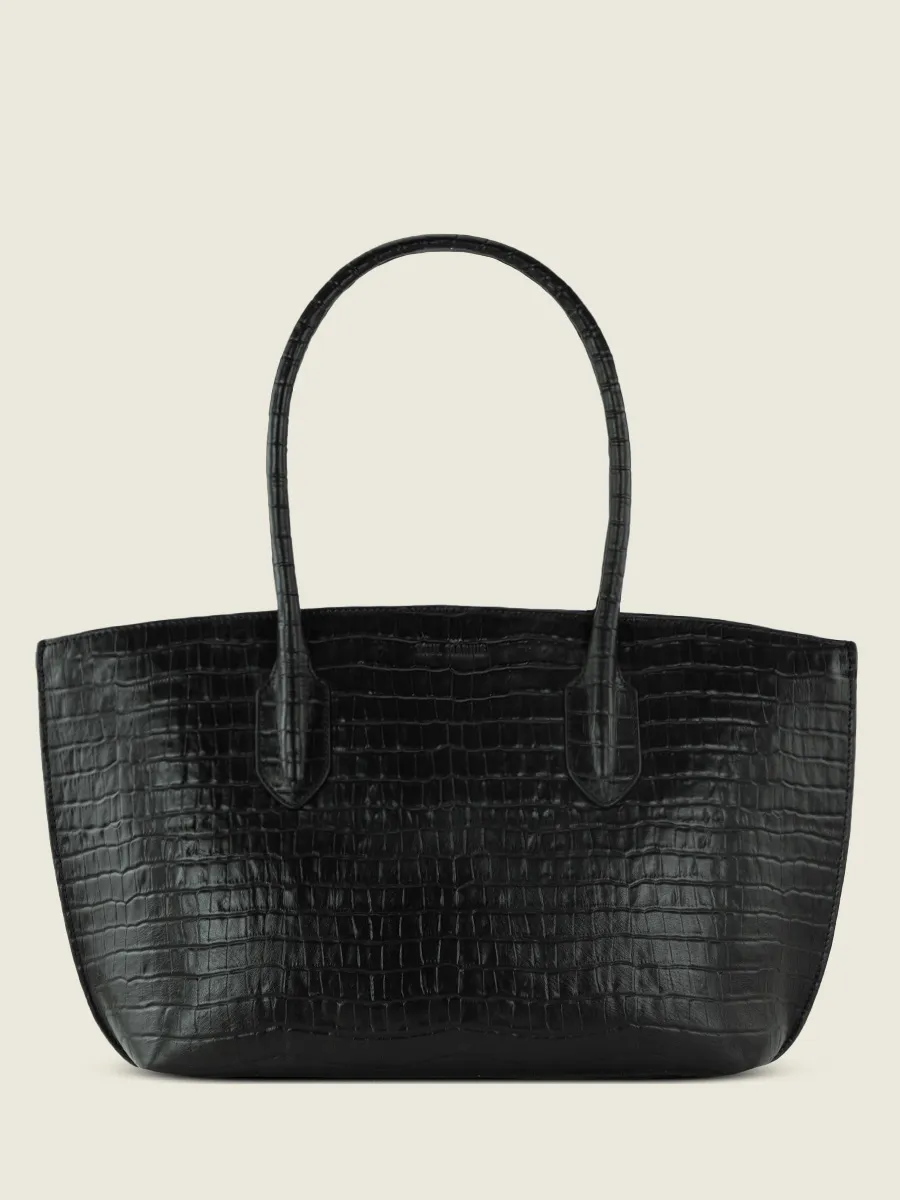 Black Tote bag for women- Édith Héritage Jet Black | PAUL MARIUS