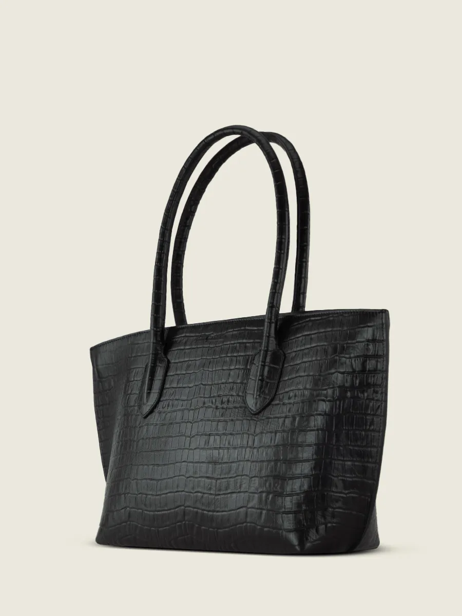 Black Tote bag for women- Édith Héritage Jet Black | PAUL MARIUS