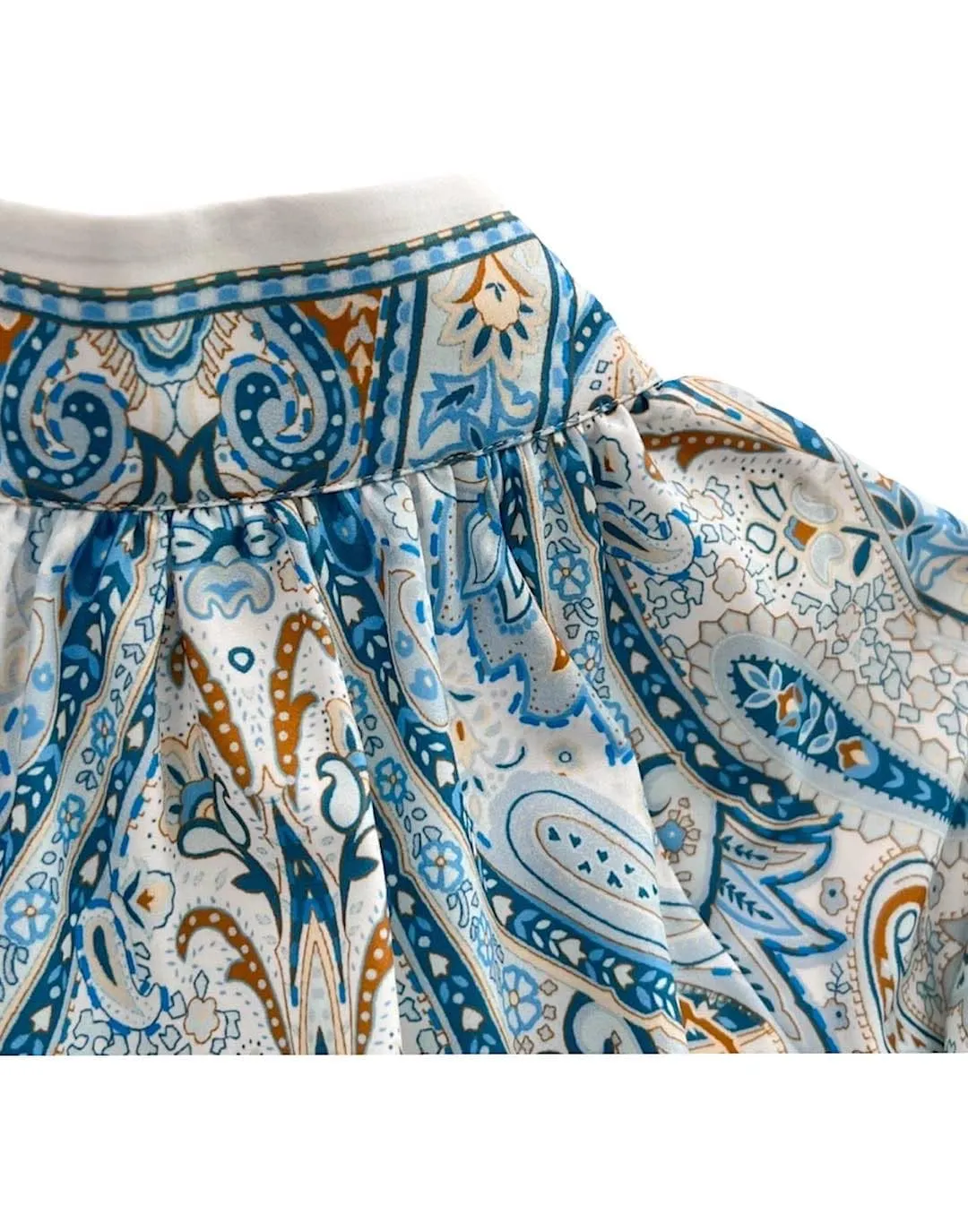 Blue Paisley Print Shirt and Shorts Two Piece Set